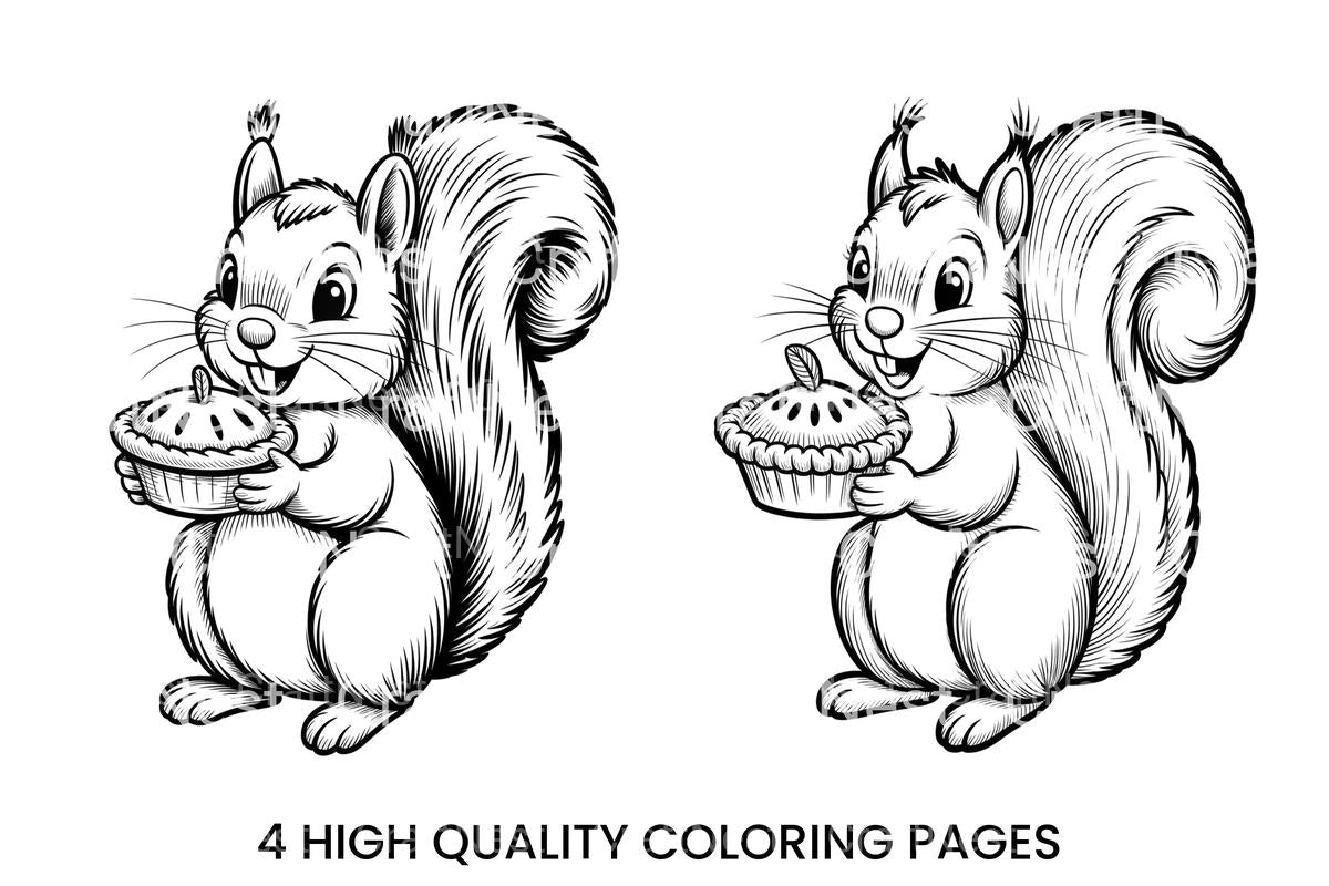 Squirrel with Pie Coloring Books
