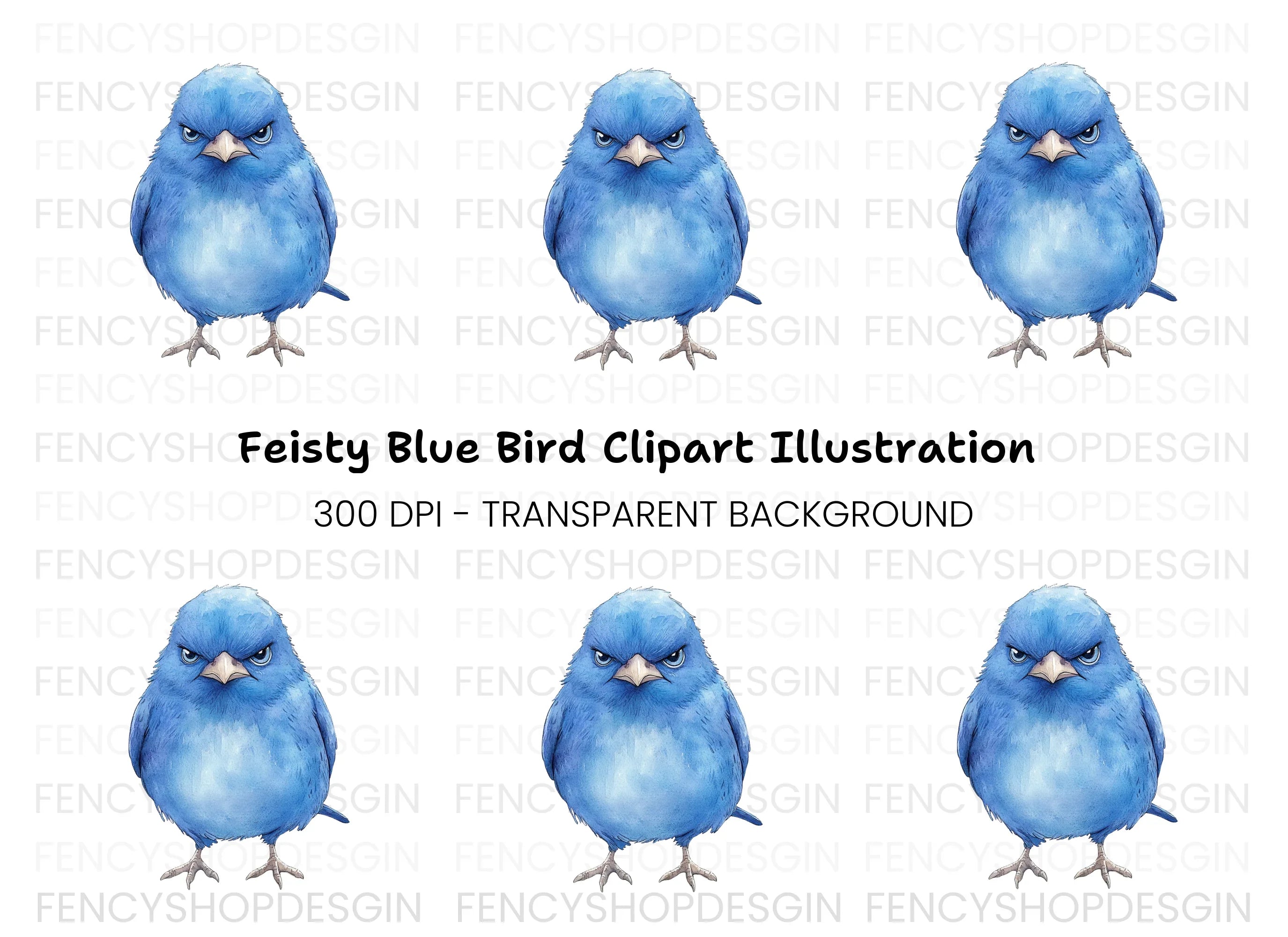 Angry Blue Bird Clipart Bundle