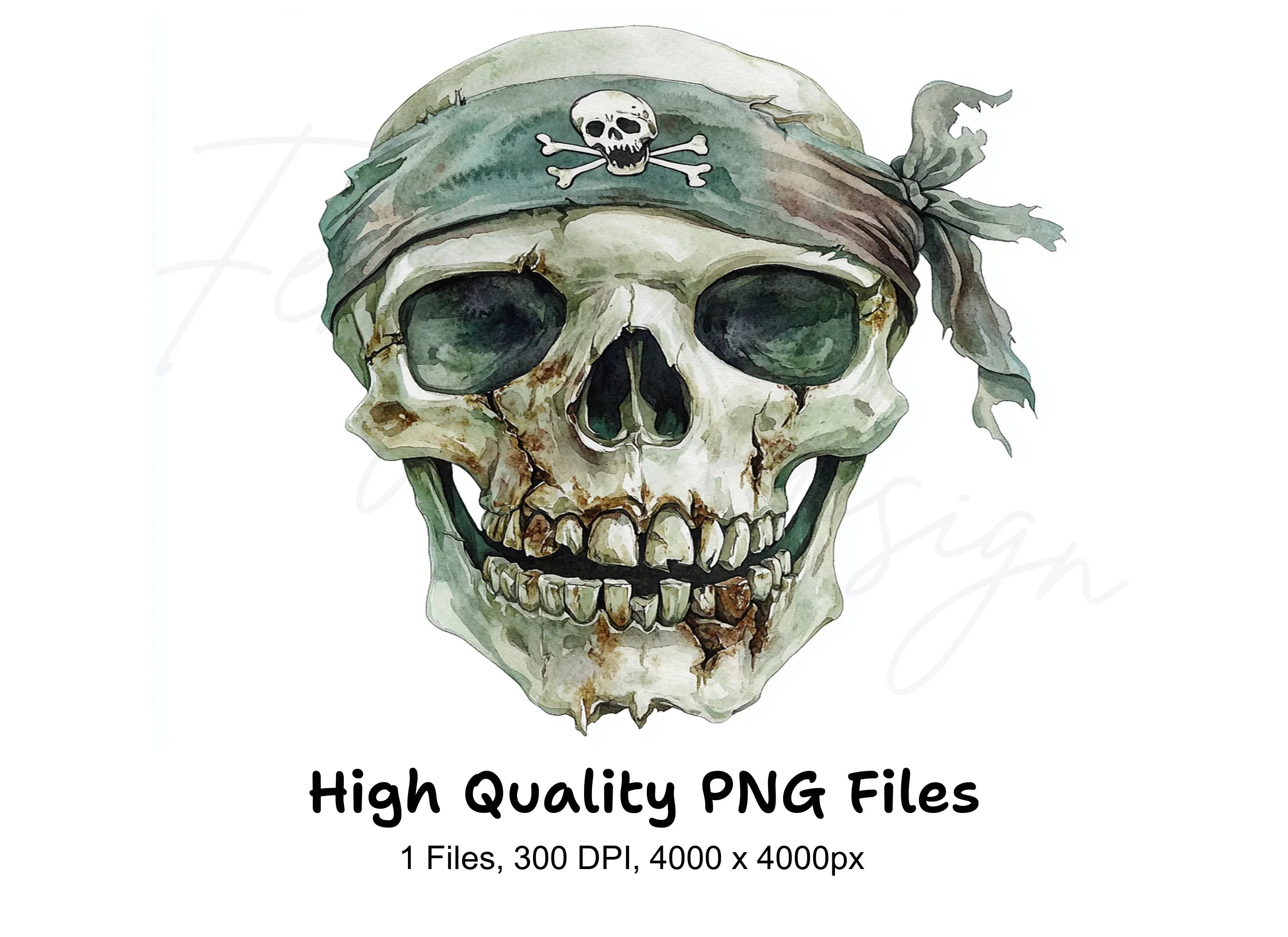 Pirate Skull with Bandana Clipart Bundle