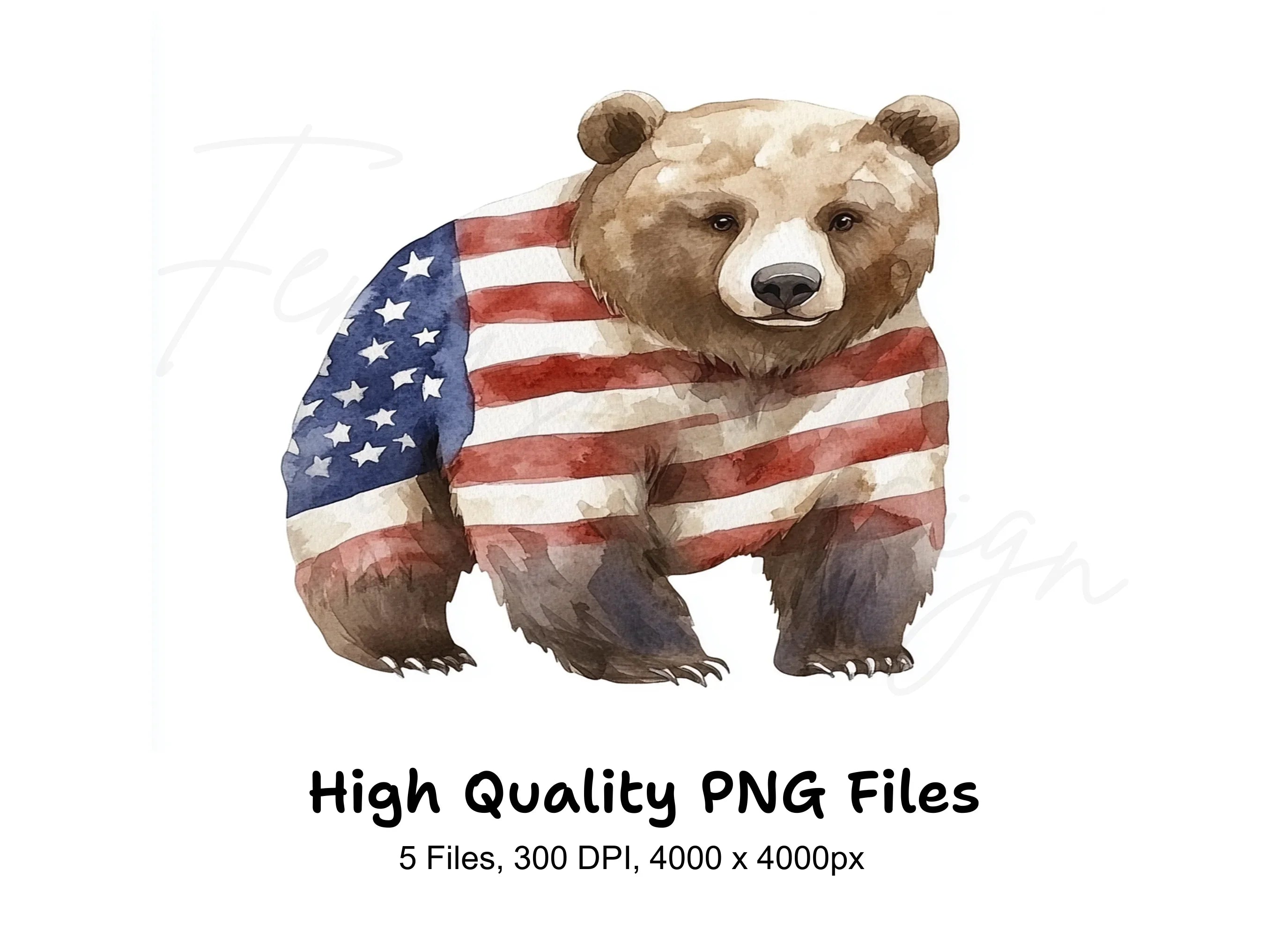 American Flag Bear Clipart Bundle