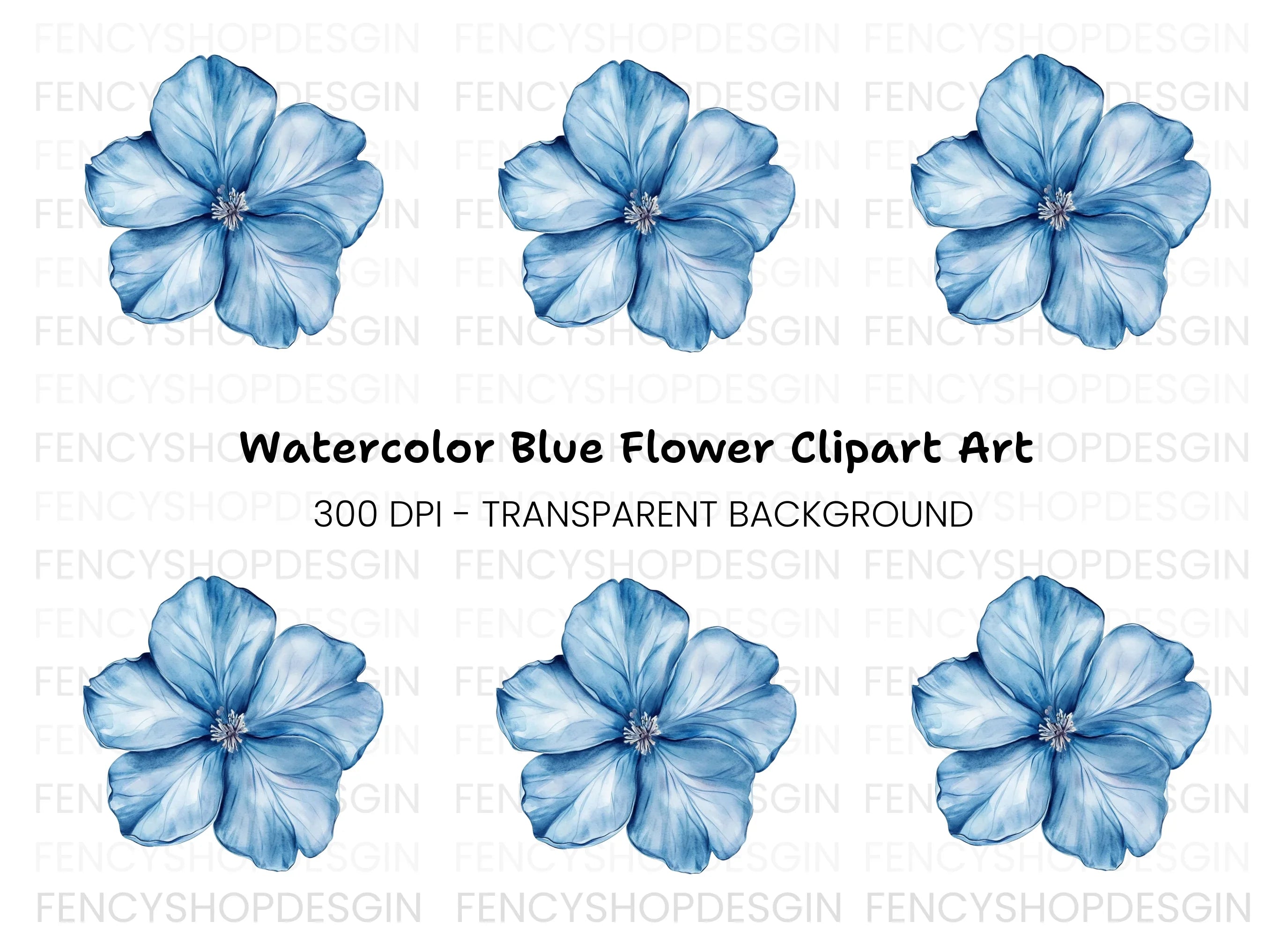 Blue Flower Clipart Bundle