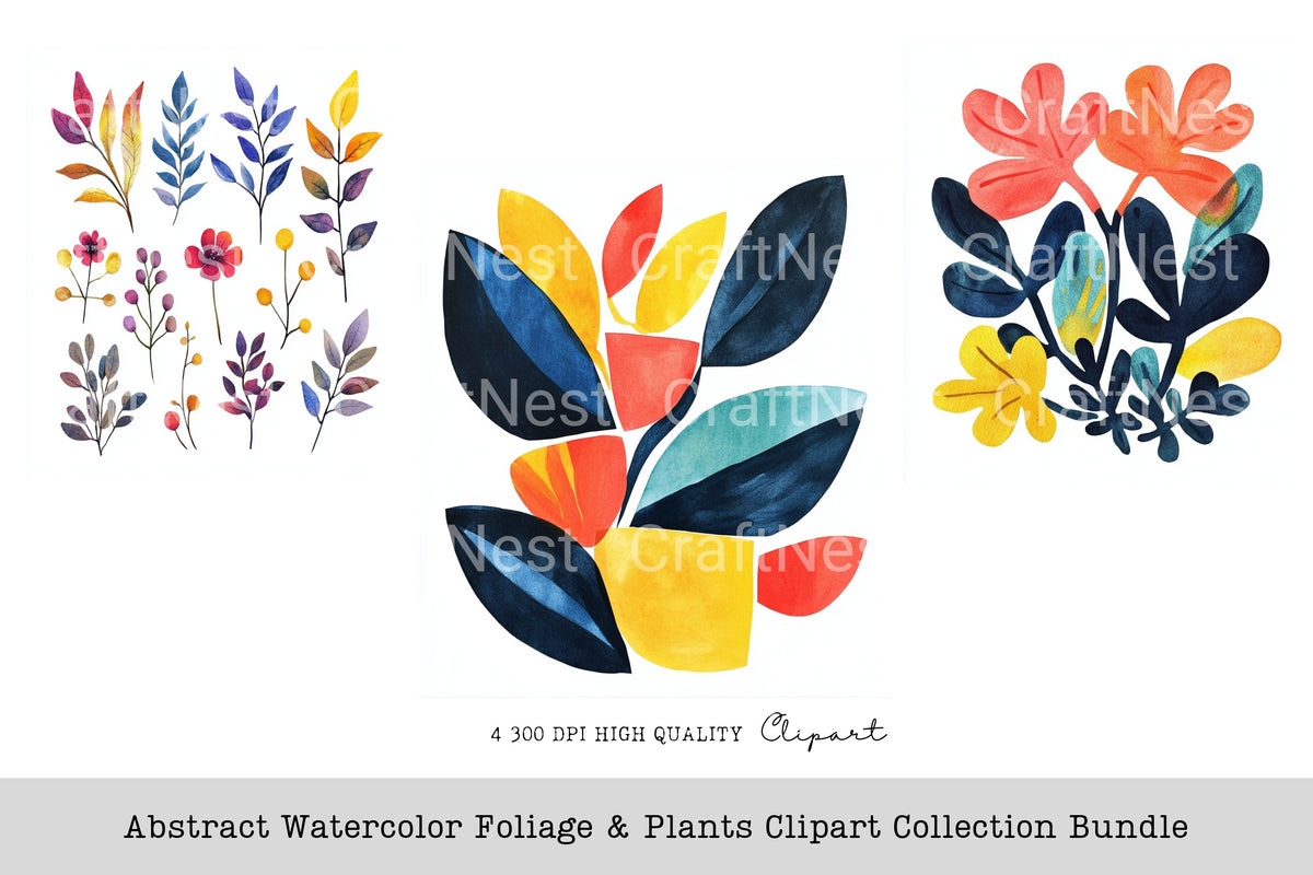 Abstract Foliage Plants Clipart Bundle