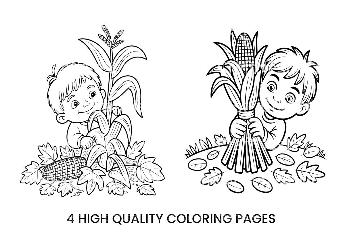 Kids Autumn Corn Harvest Coloring Books