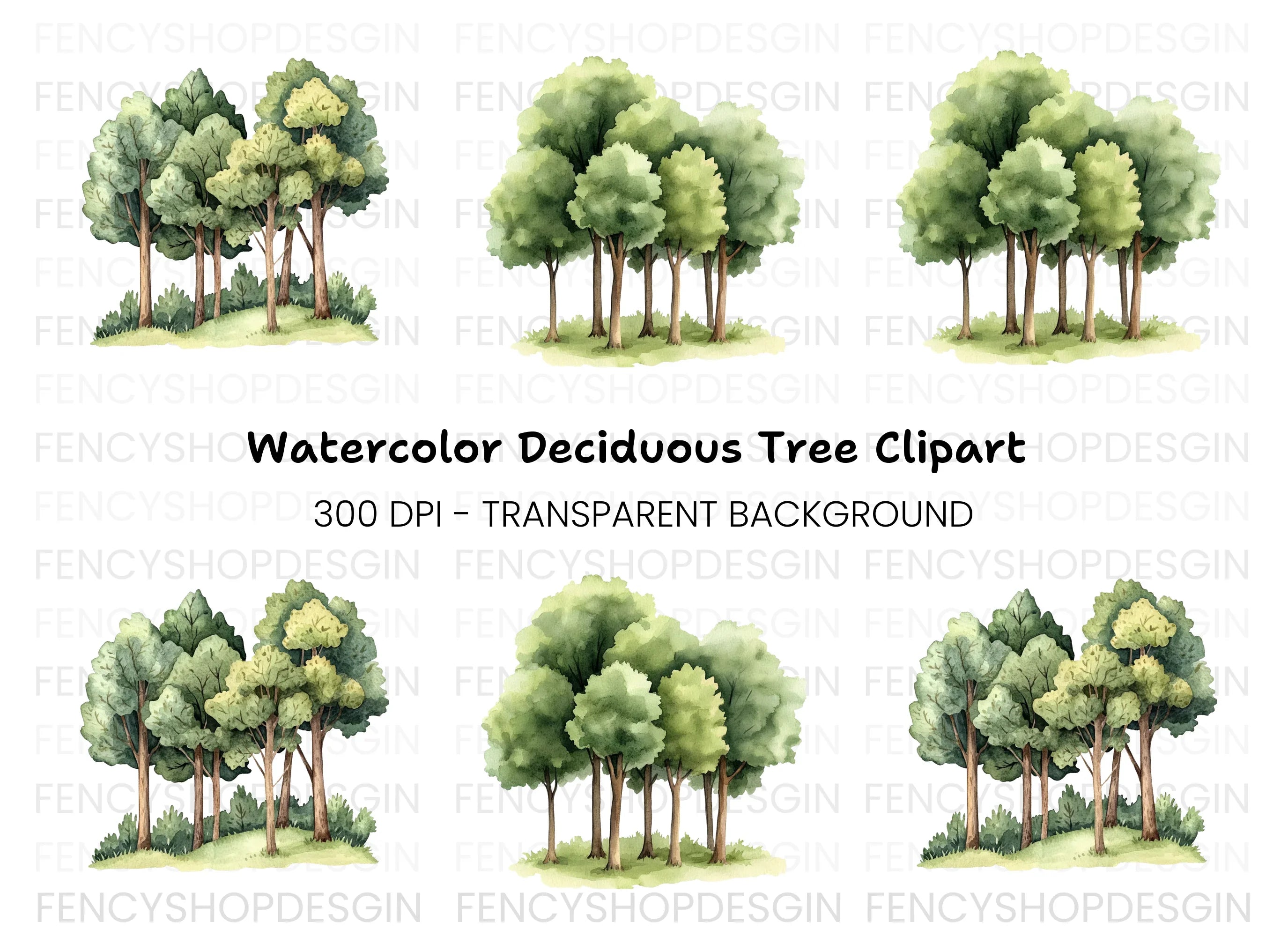 Forest Tree Group Clipart Bundle