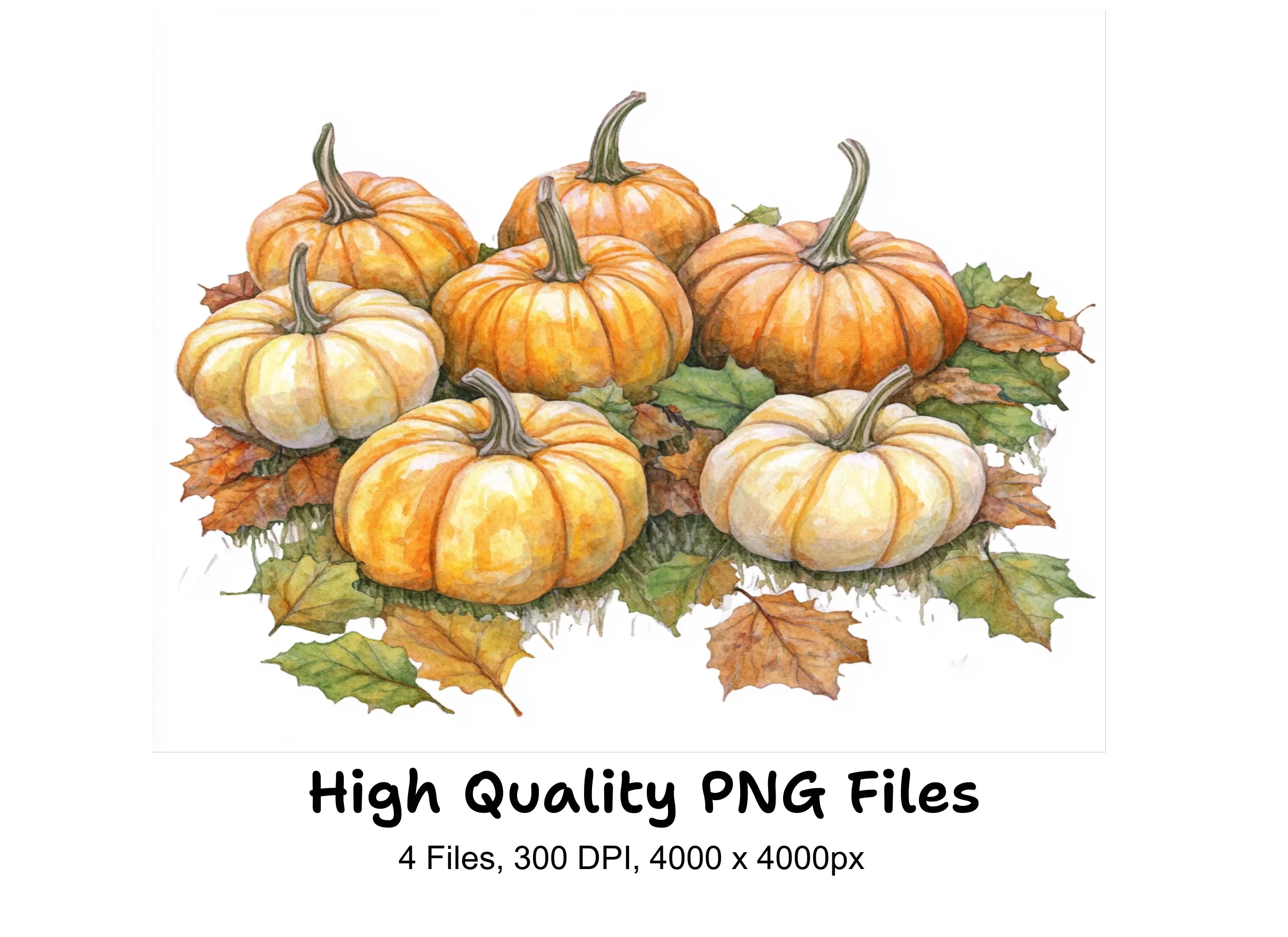 Autumn Pumpkins and Leaves Clipart Bundle