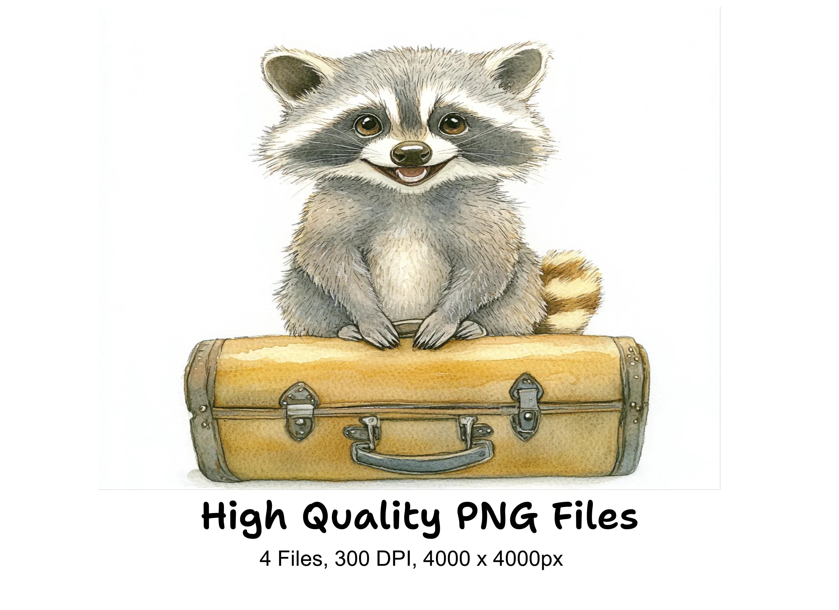 Traveling Raccoon Clipart Bundle