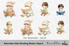 Adorable Kids Reading Books Clipart Bundle