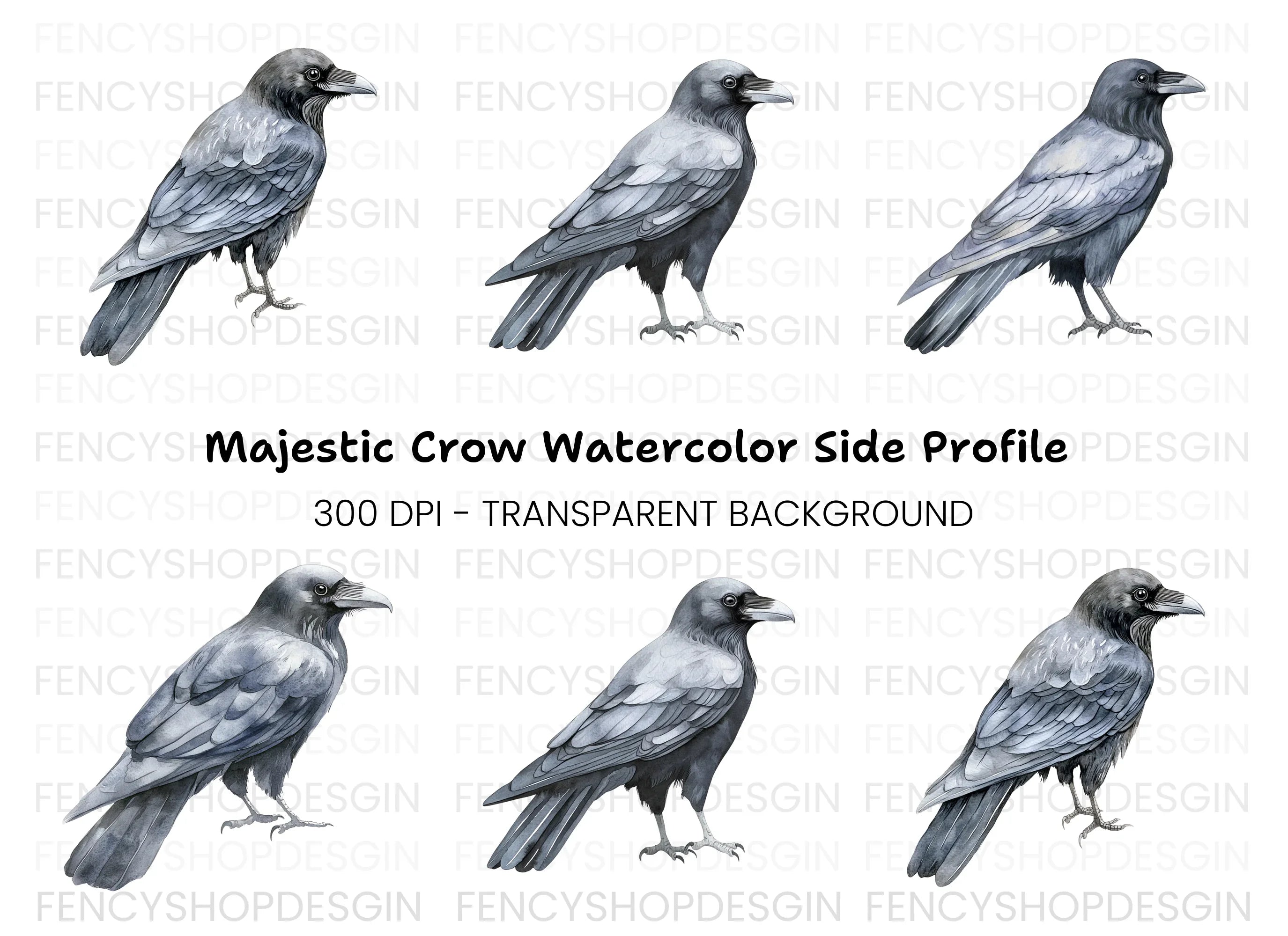 Black Crow Clipart Bundle