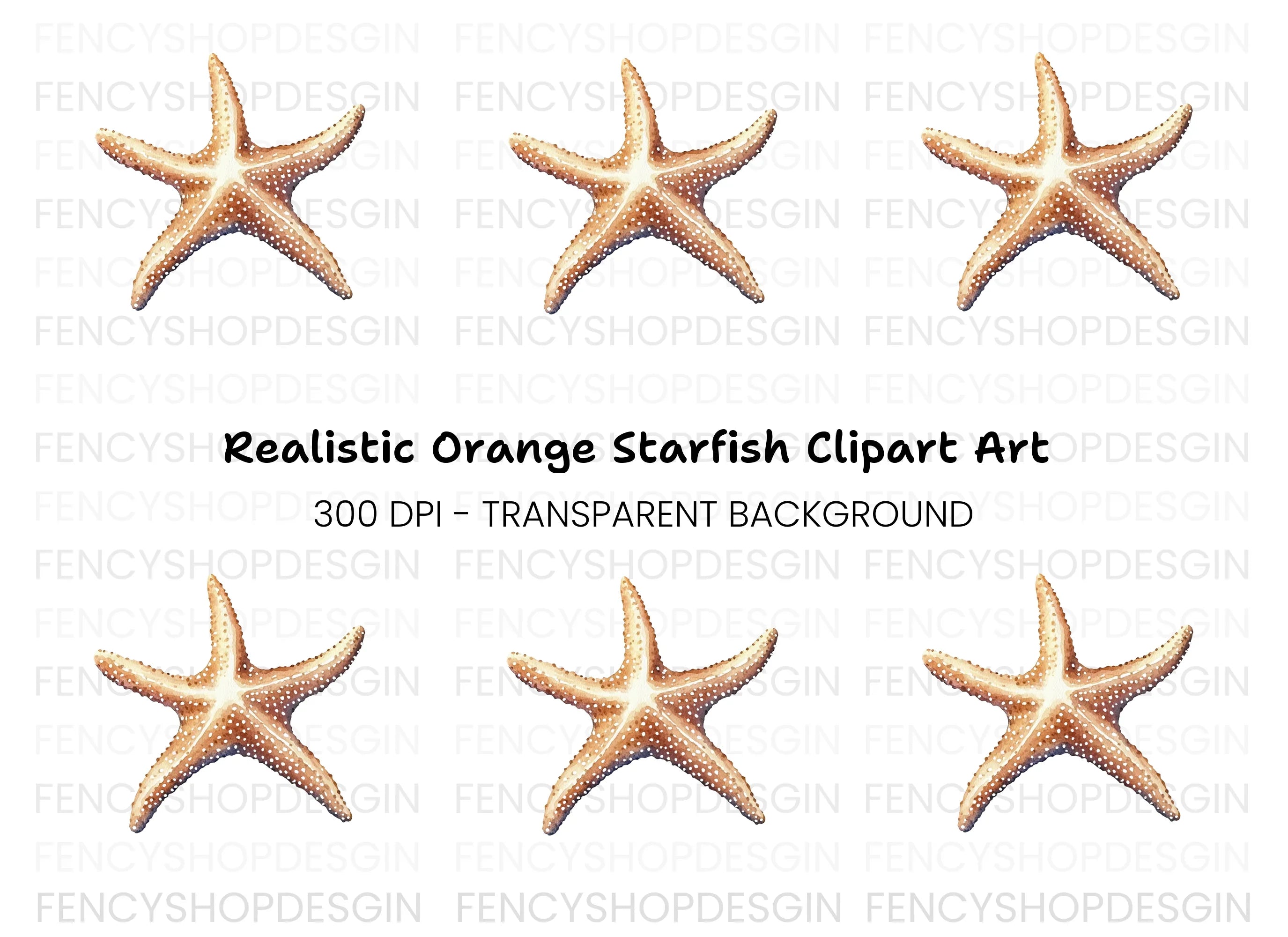 Brown Starfish Ocean Clipart Bundle