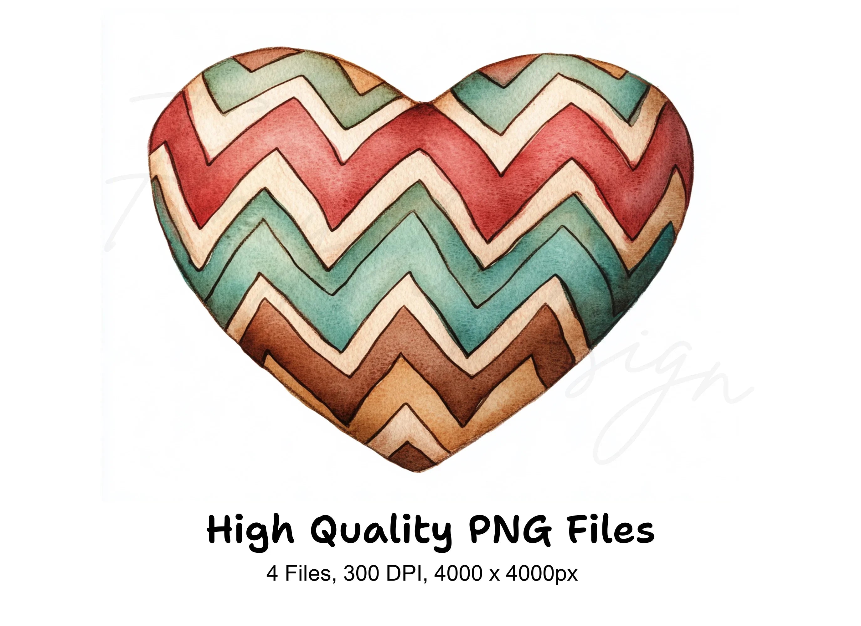 Chevron Patterned Hearts Clipart Bundle