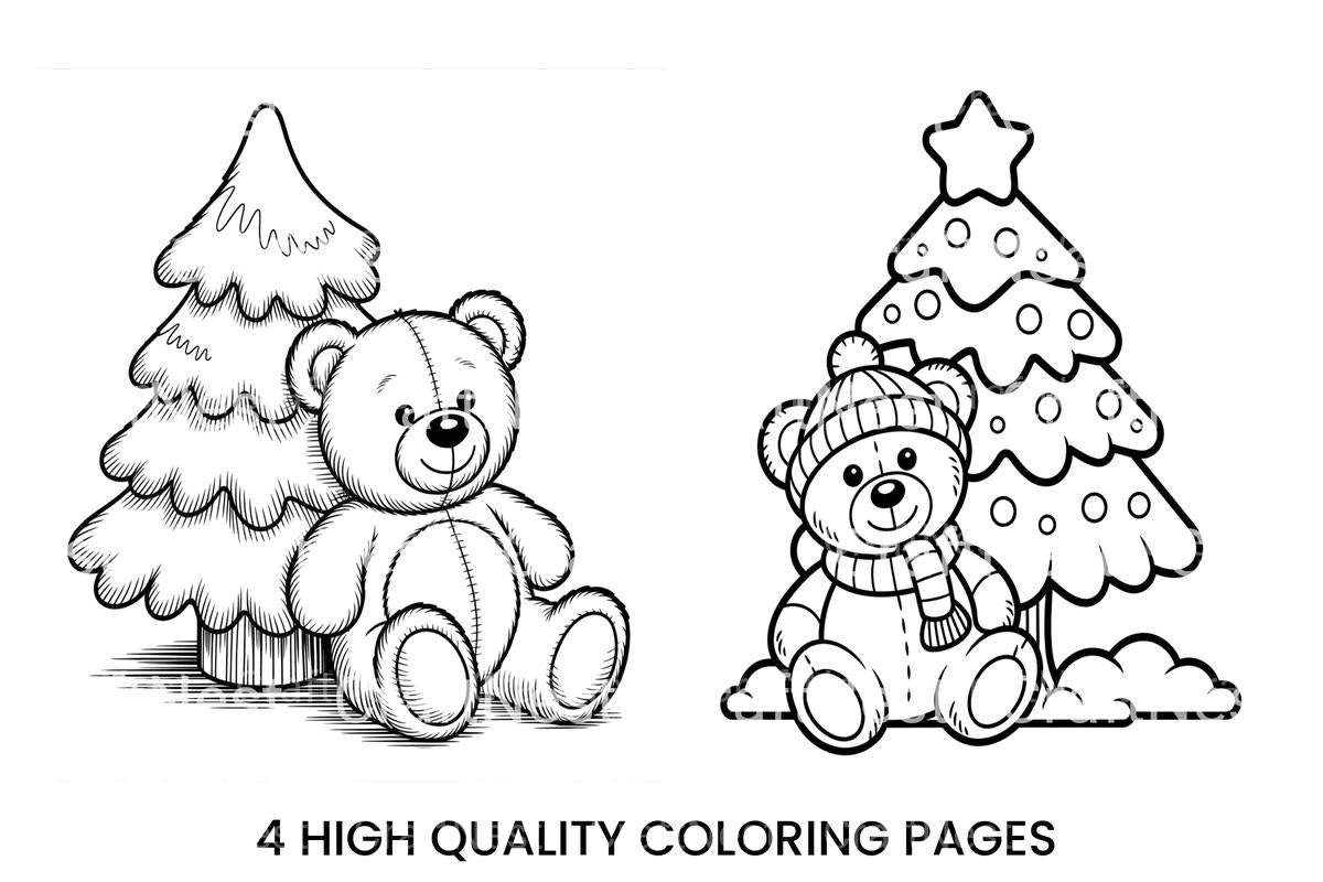 Winter Teddy Bear Christmas Tree Coloring Books