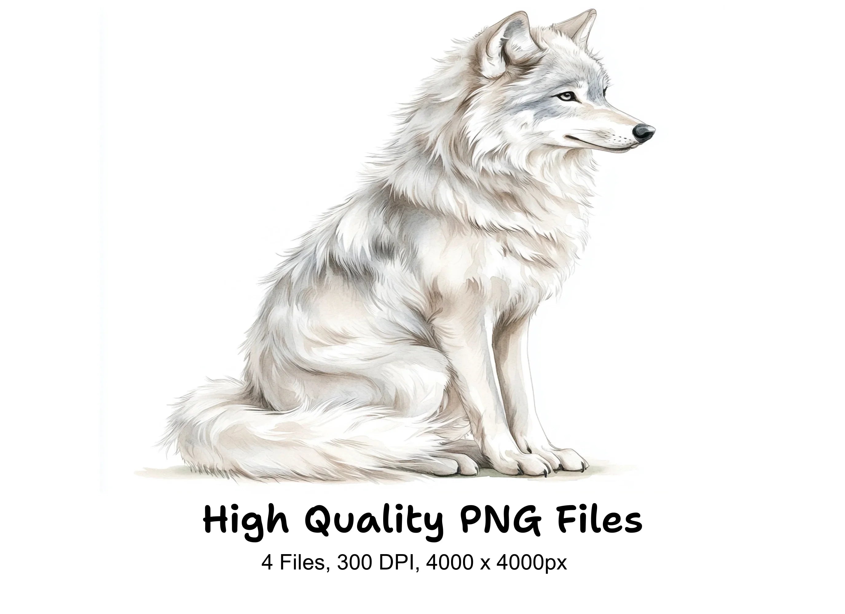 Majestic White Wolf Clipart Bundle