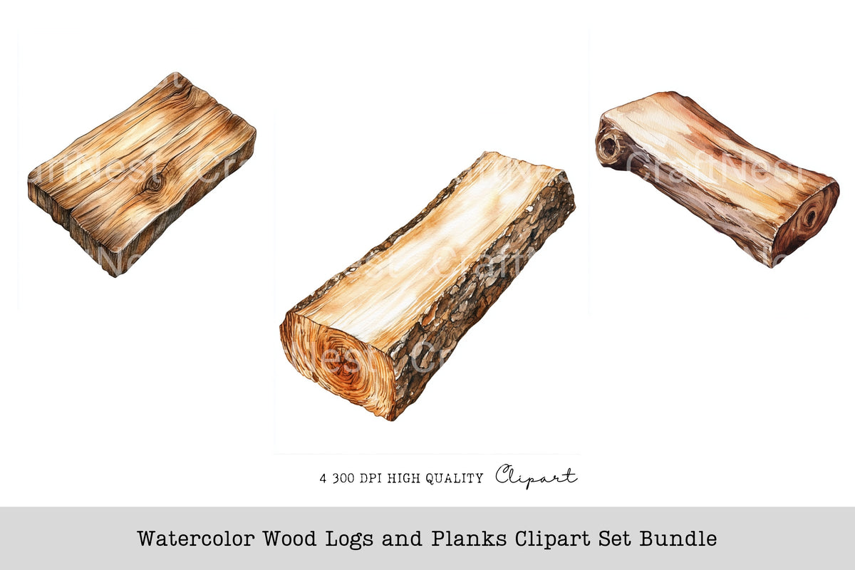 Watercolor Wood Logs And Planks Clipart Log Book