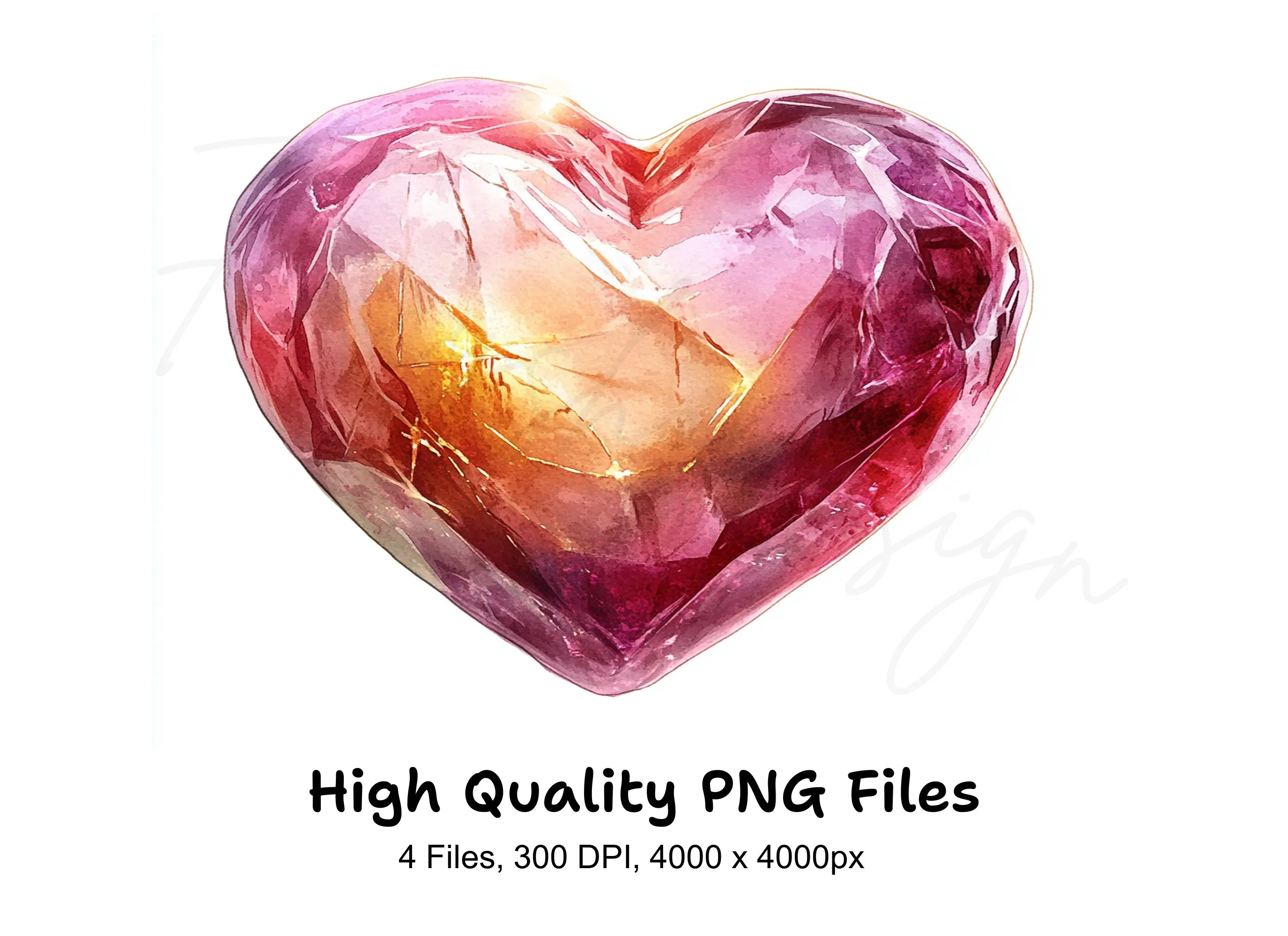 Gemstone Hearts Clipart Bundle