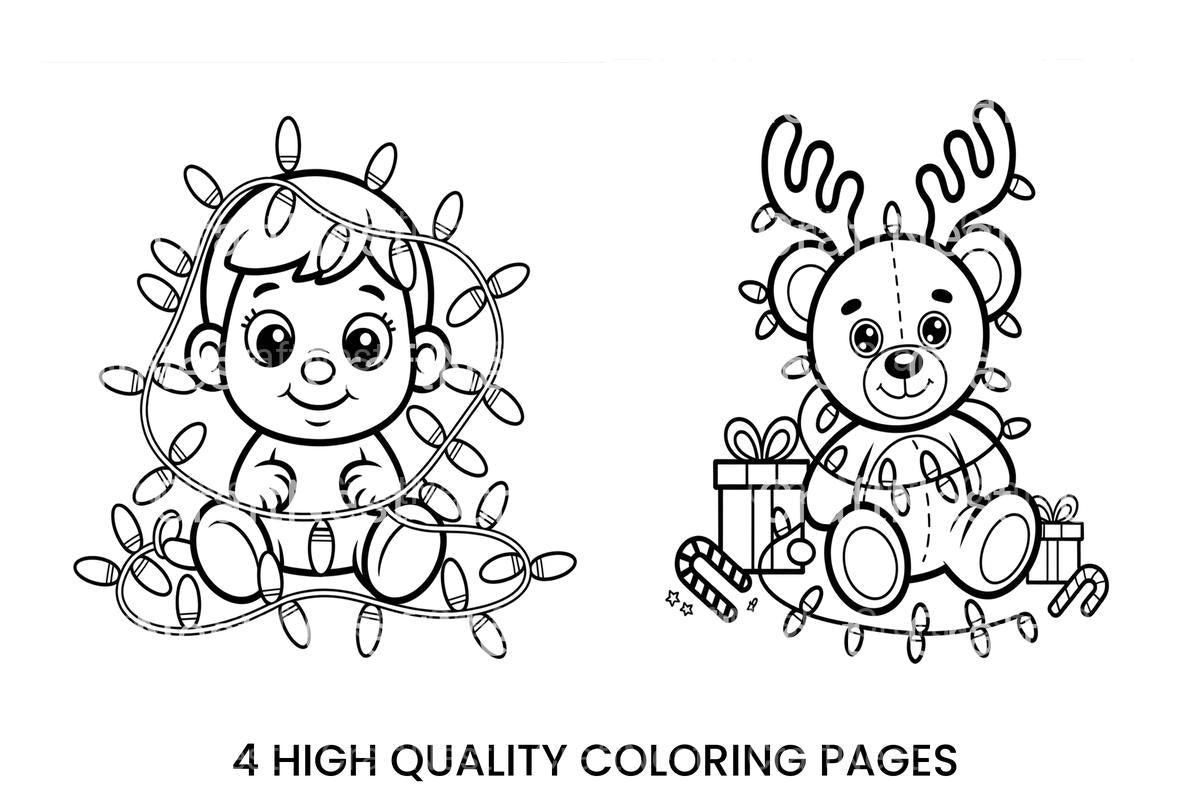 Christmas Baby and Teddy Bear Coloring Books