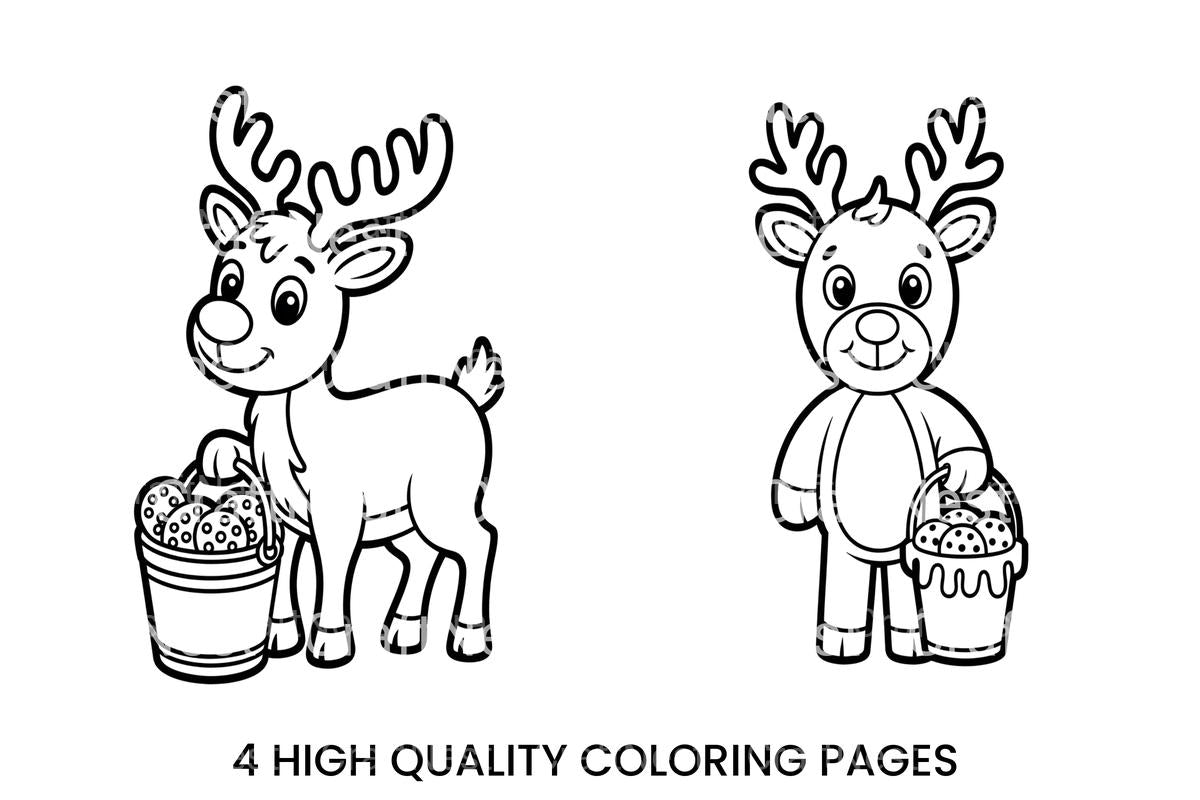 Cute Reindeer with Cookies Coloring Books