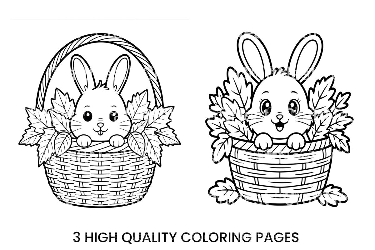 Cute Bunny in Basket Coloring Books