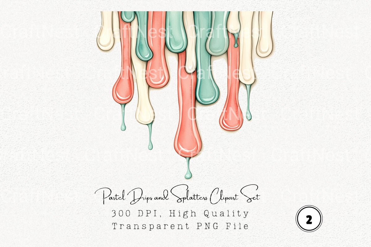 Pastel Drips And Splatters Clipart Bundle