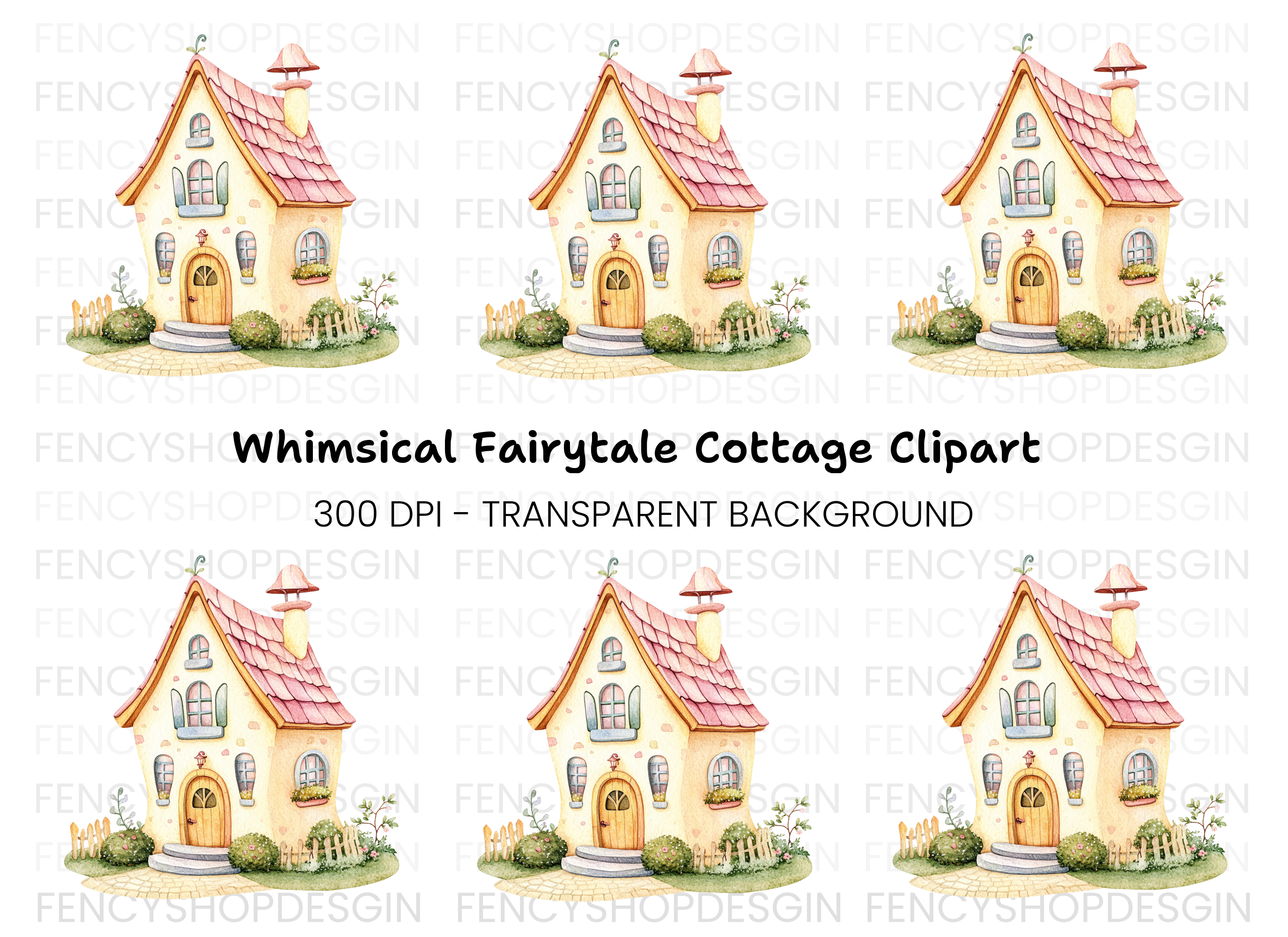 Cute Fairy Tale House Clipart Bundle
