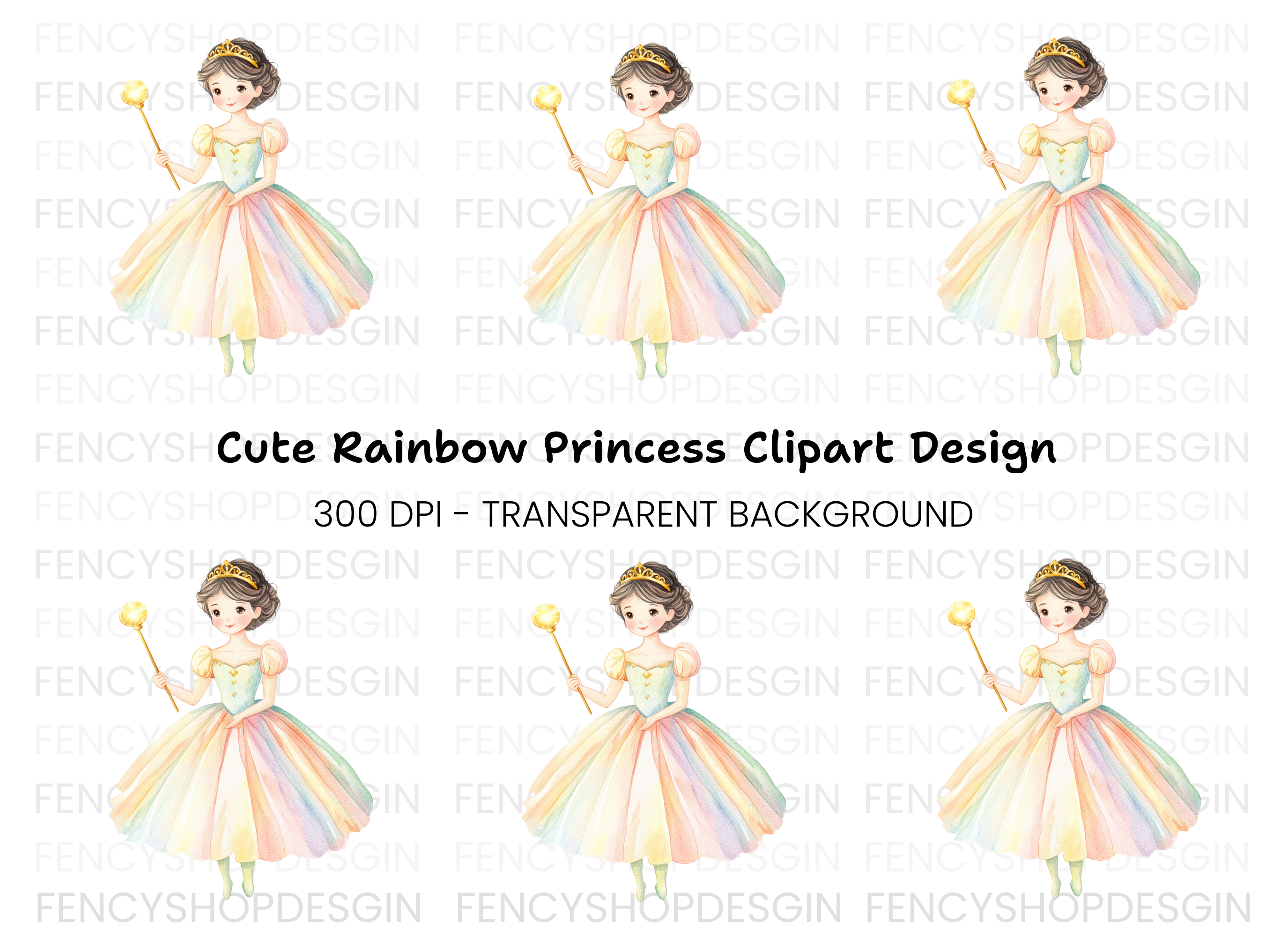 Cute Princess Magic Wand Clipart Bundle