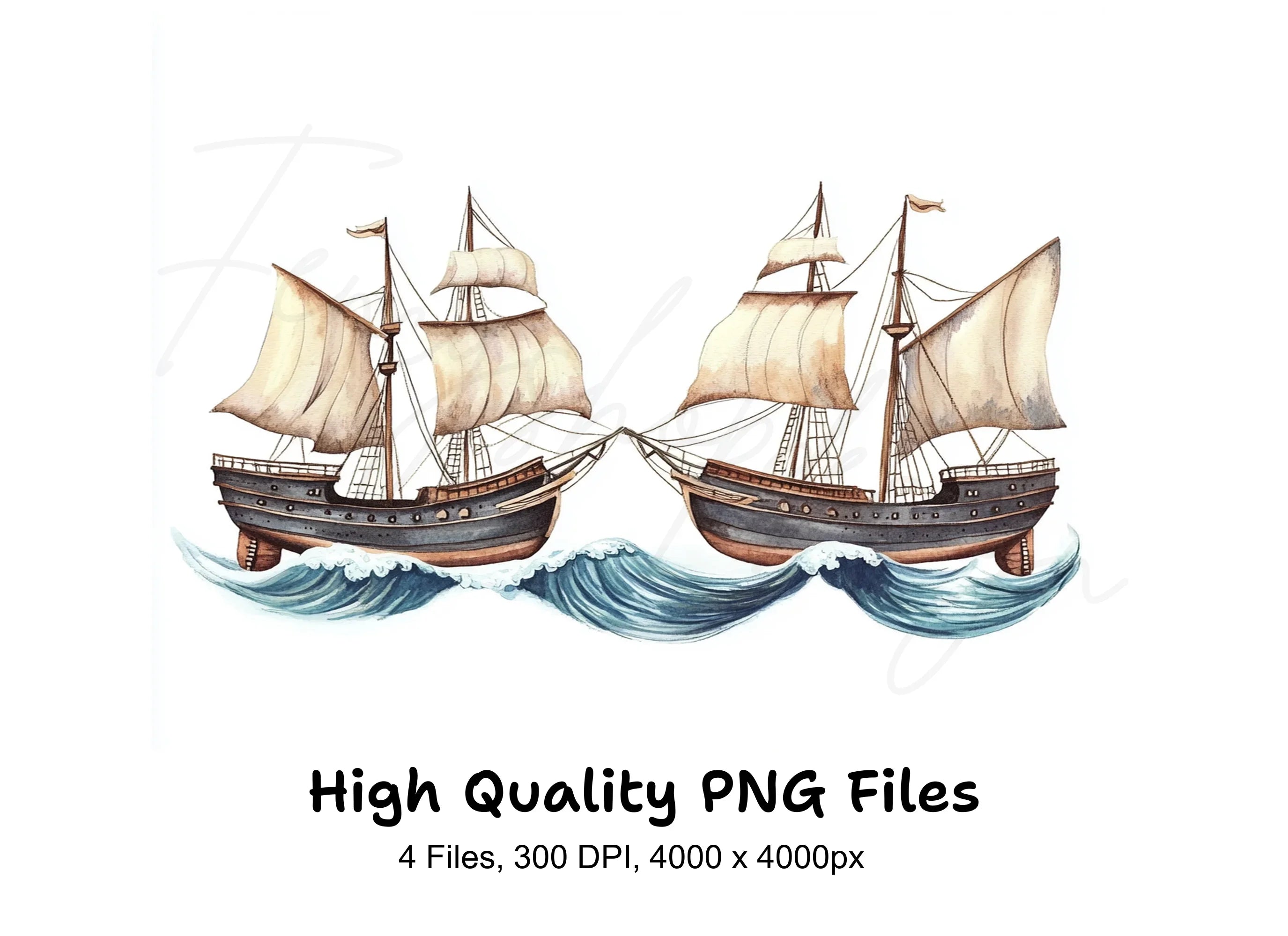 Ships on Rough Seas Clipart Bundle