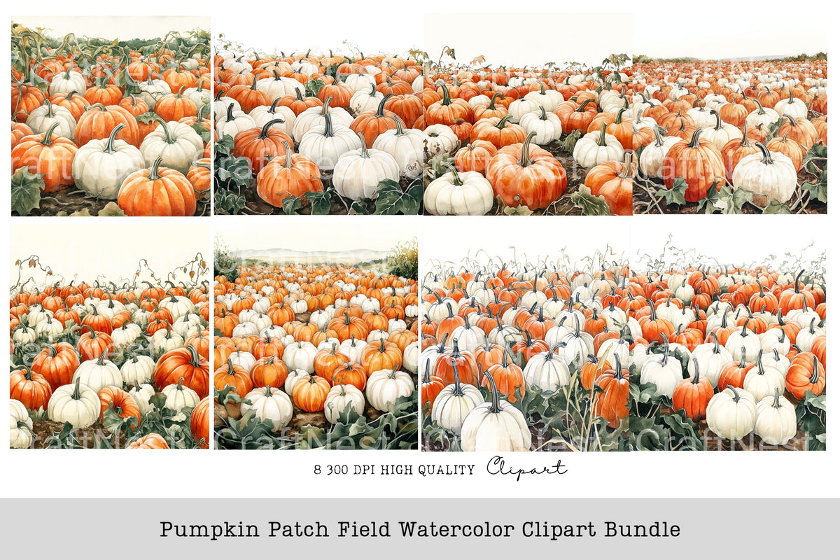 Pumpkin Patch Field Clipart Bundle