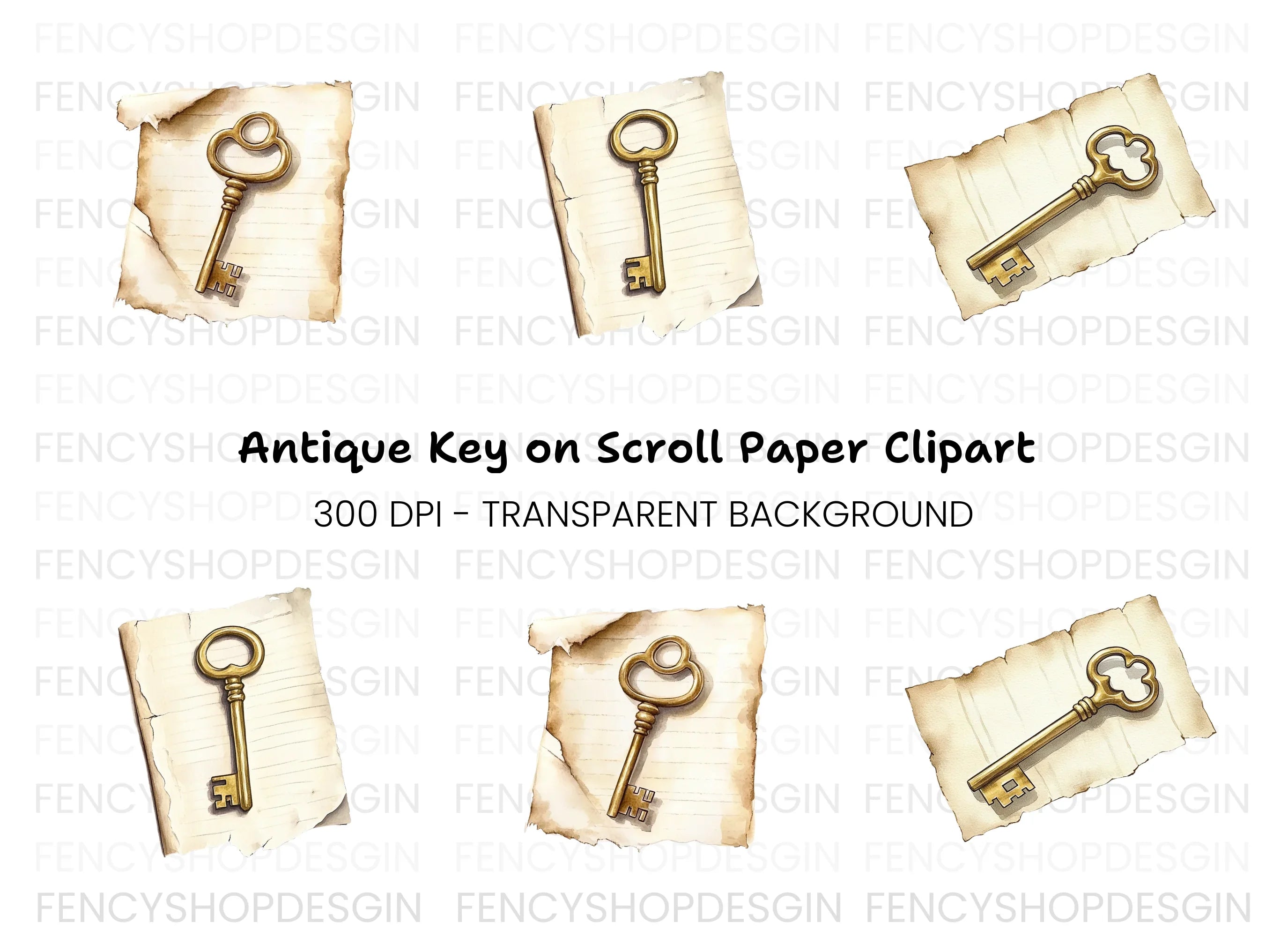 Antique Keys Clipart Bundle