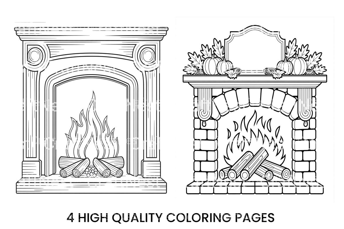 Cozy Fireplace Coloring Books