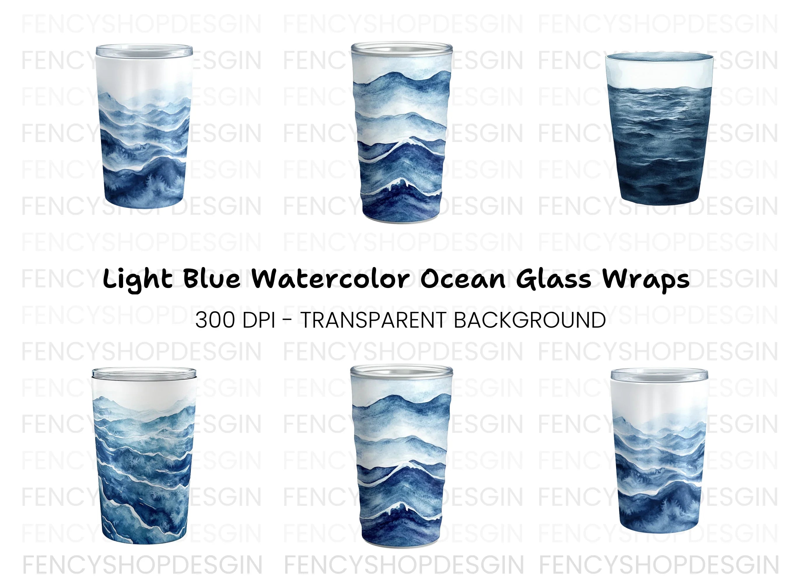Ocean Waves Tumbler Clipart Bundle