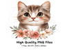 Sweet Kitten Face with Rose Wreath Clipart Bundle