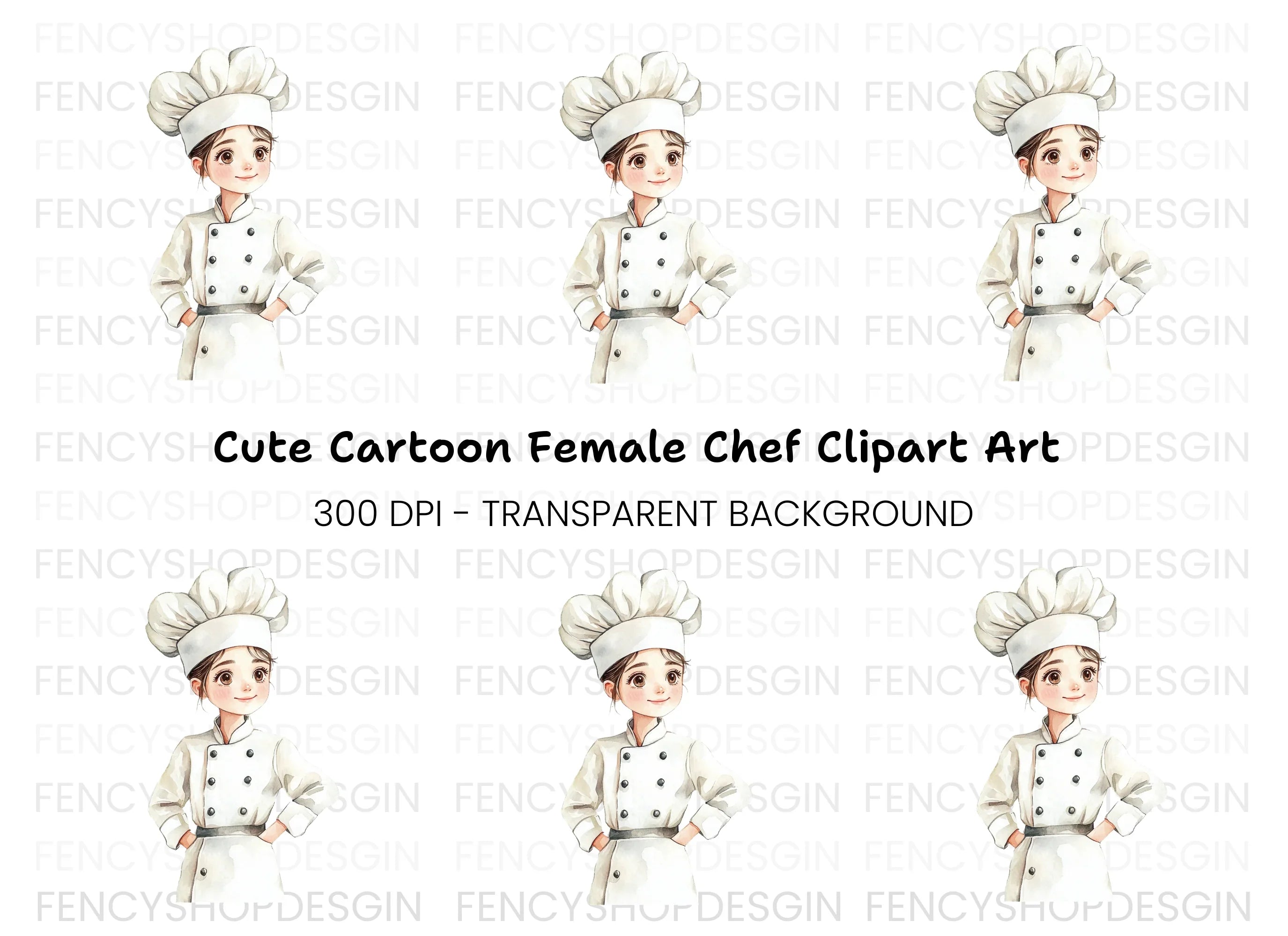Cute Female Chef Clipart Bundle