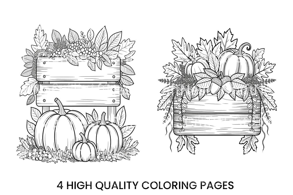Autumn Pumpkin Sign Coloring Books