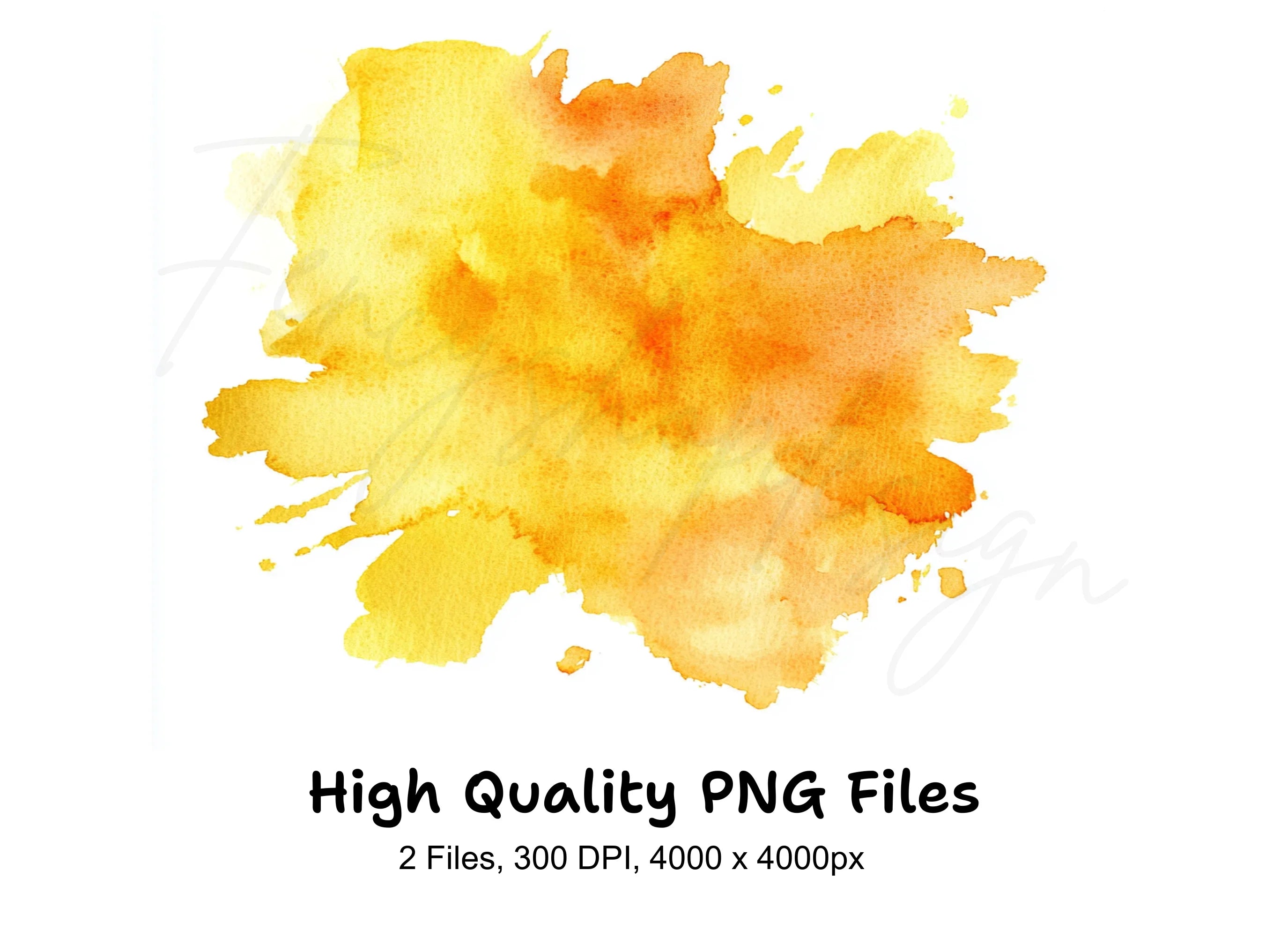 Abstract Yellow Orange Splashes Clipart Bundle