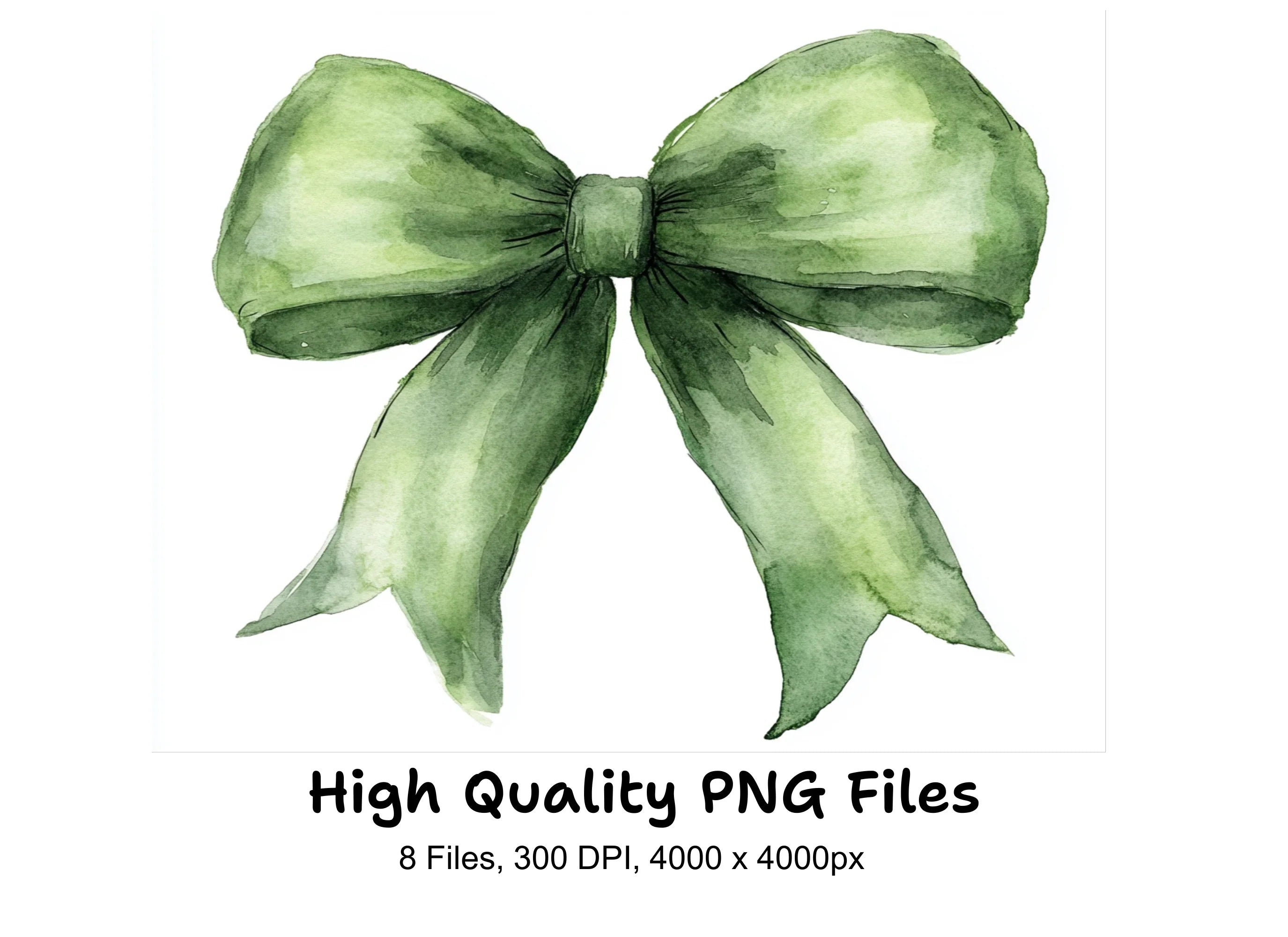 Green Christmas Bows Clipart Bundle