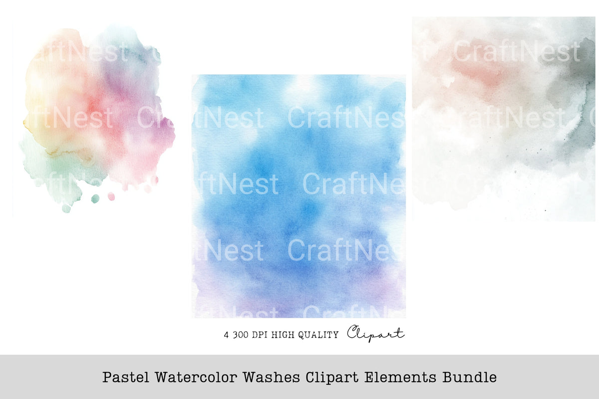 Pastel Washes Elements Clipart Bundle