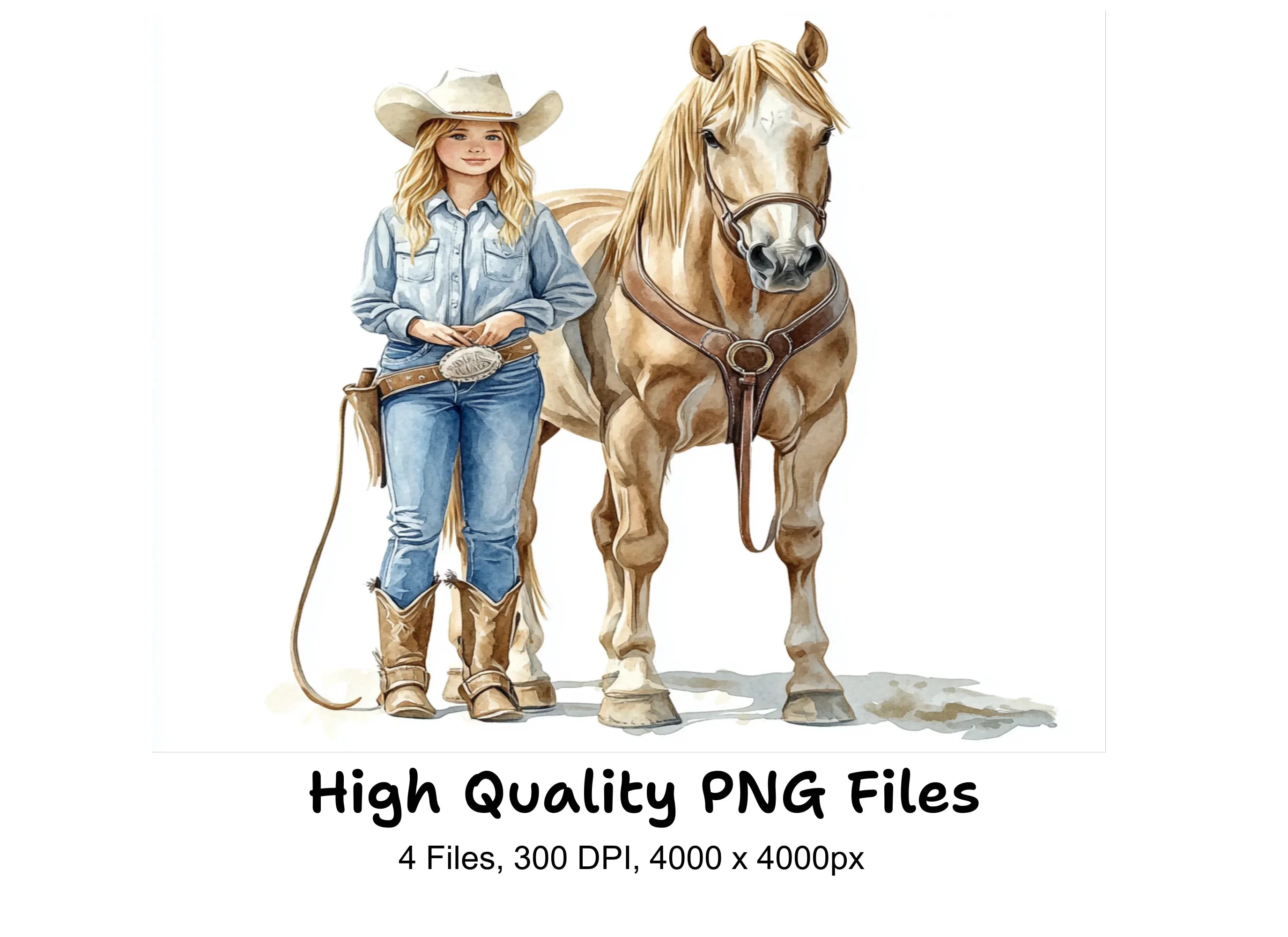 Cowgirl and Horse Western Clipart Bundle