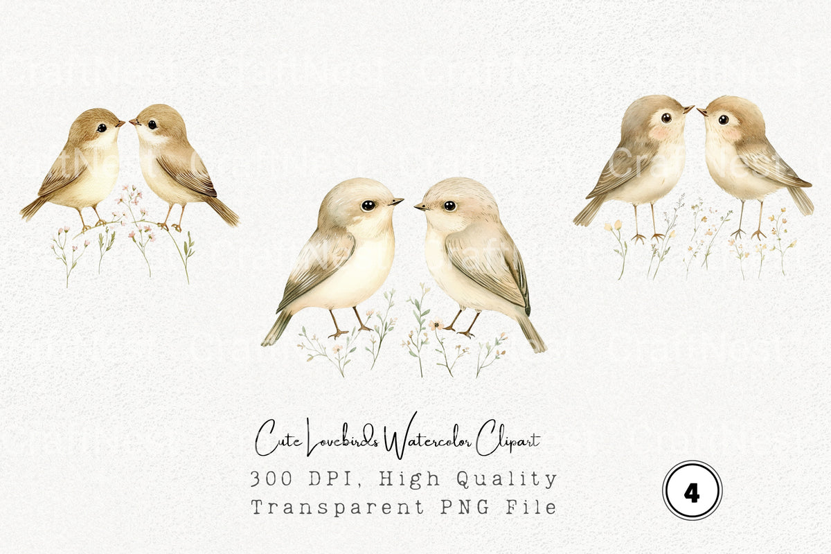 Cute Lovebirds Clipart Bundle