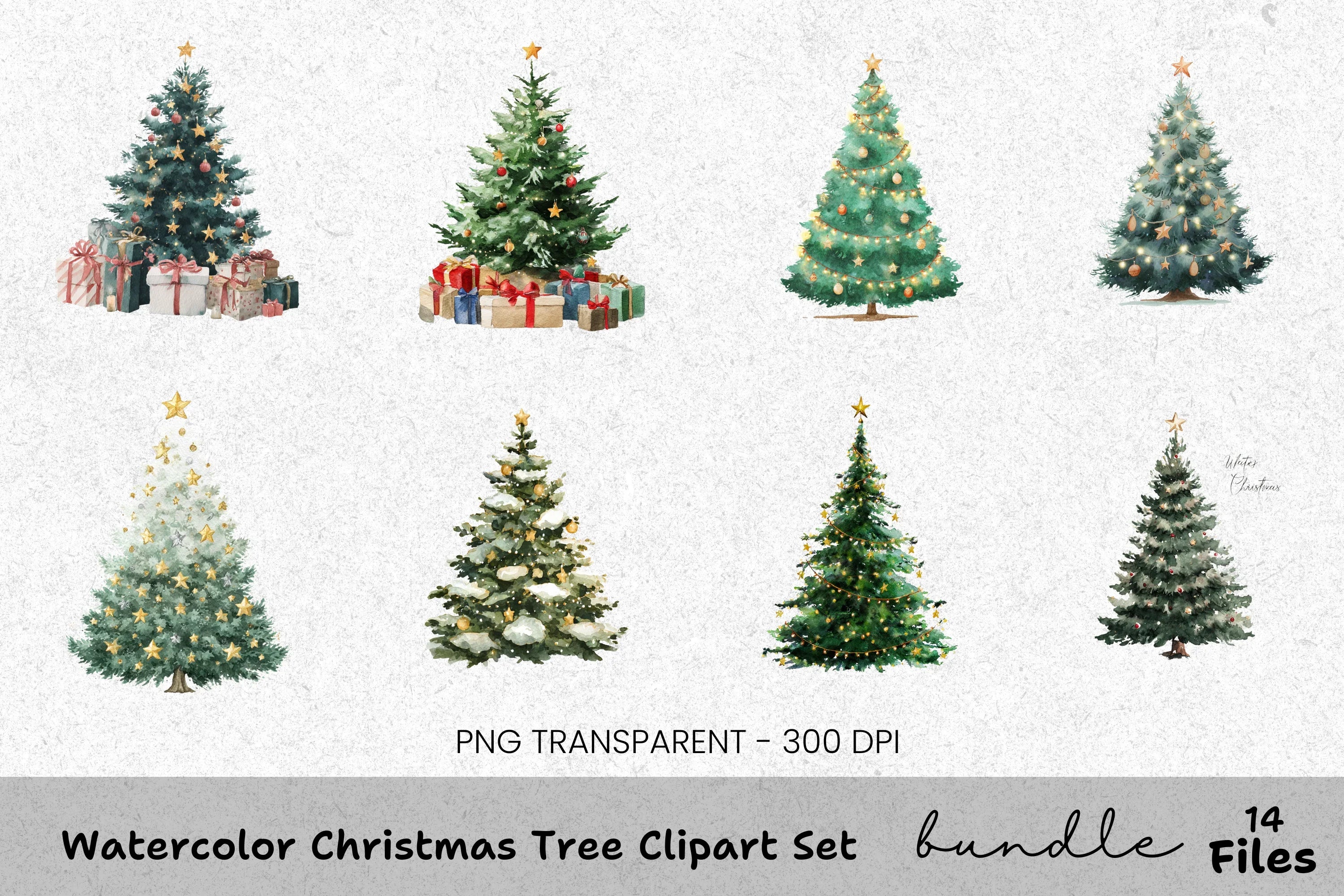 Festive Christmas Trees Clipart Bundle