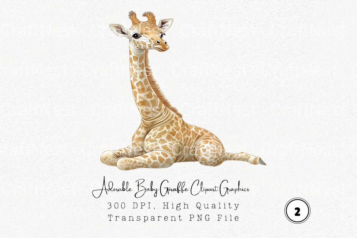 Adorable Baby Giraffe Graphics Clipart Bundle