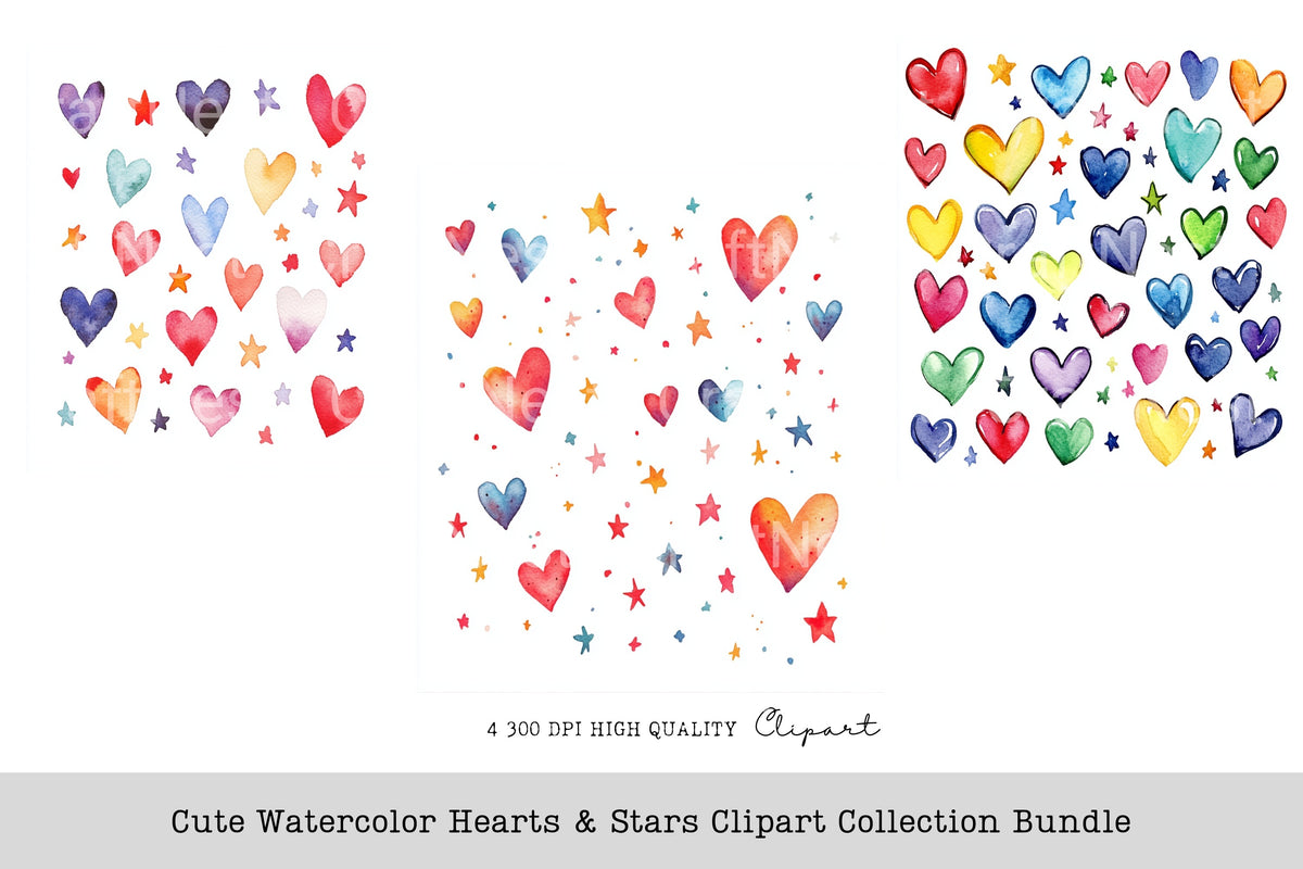 Cute Hearts Stars Clipart Bundle