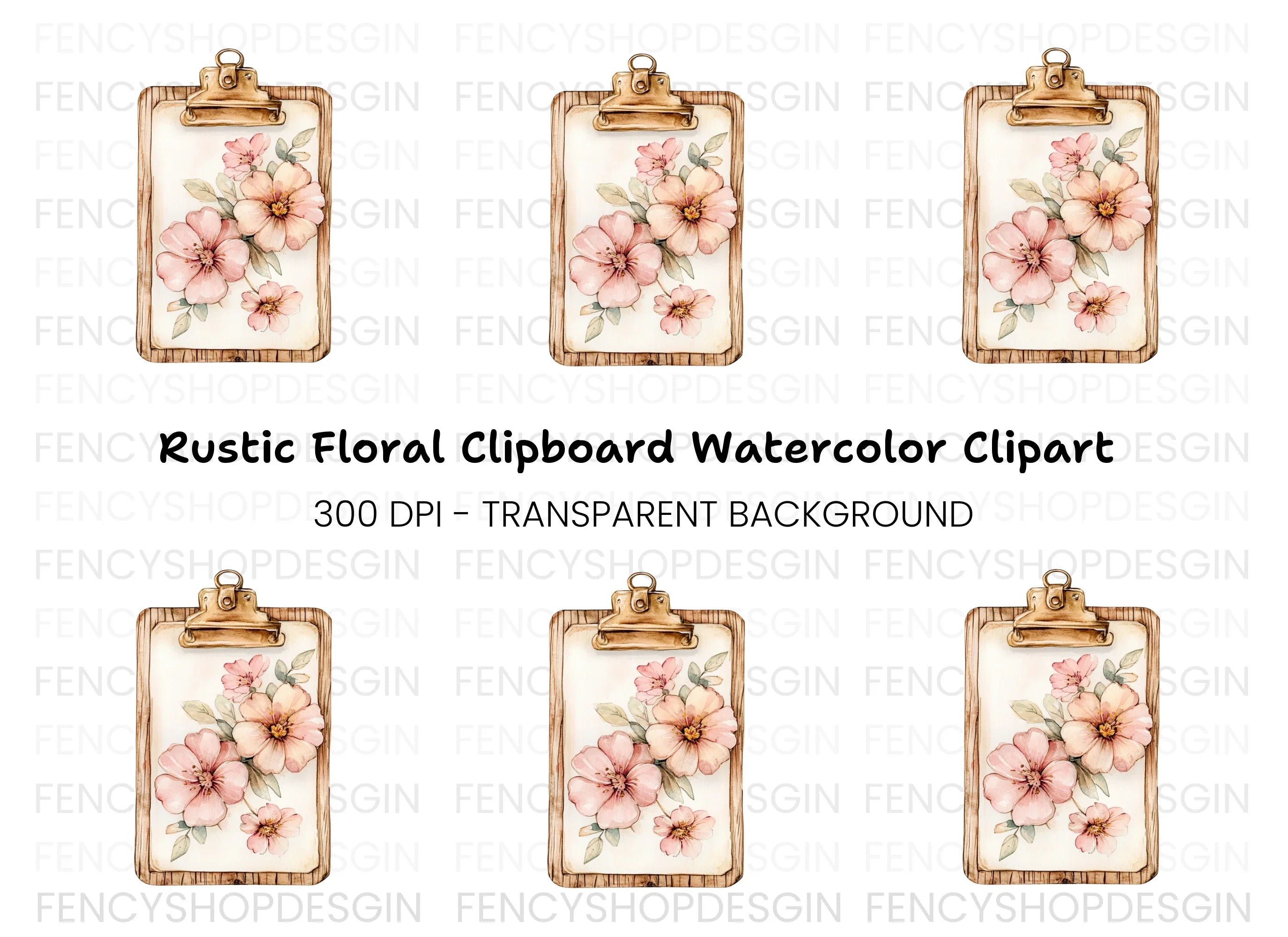Floral Clipboard Clipart Bundle