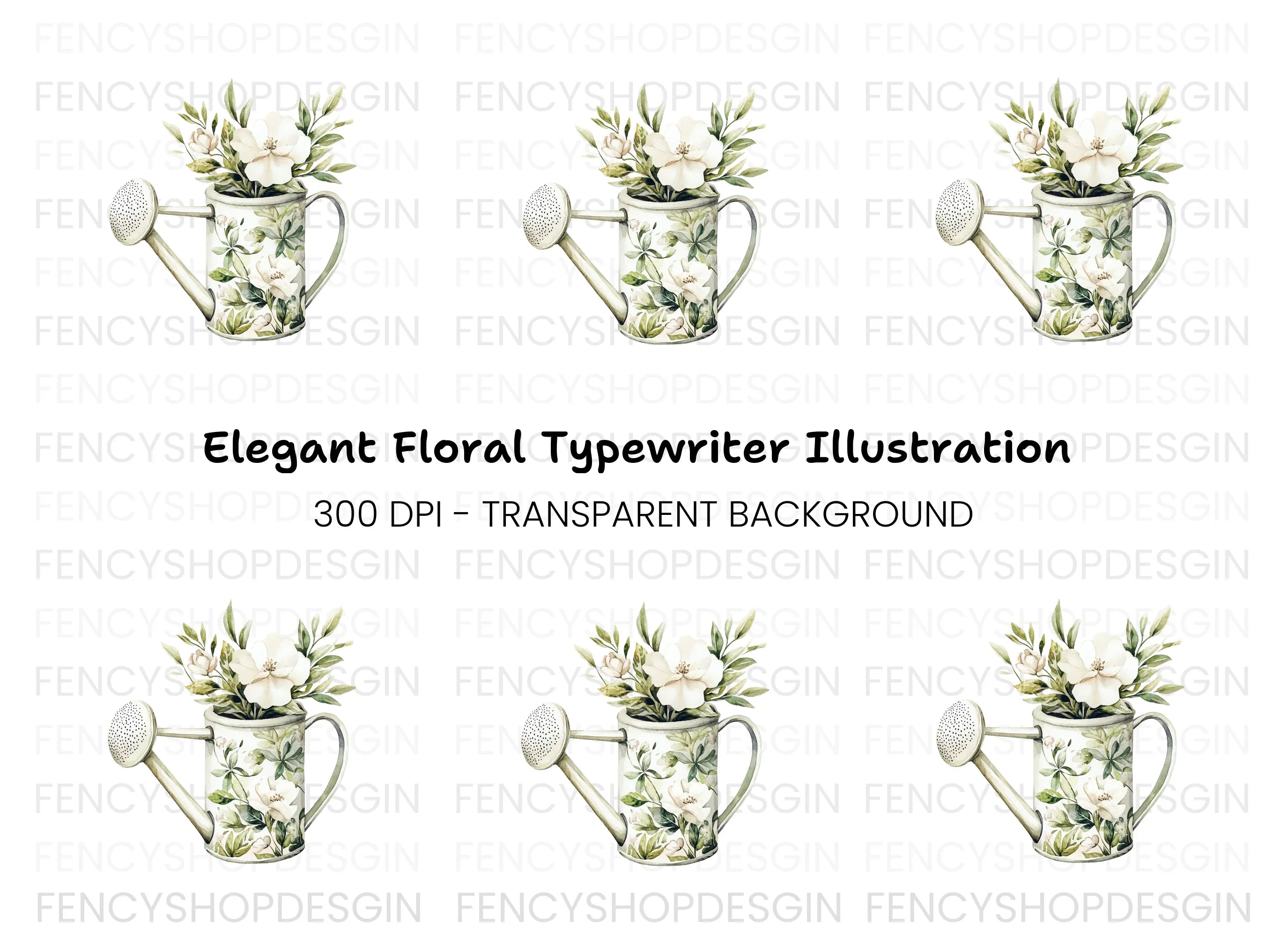 Floral Watering Can Clipart Bundle