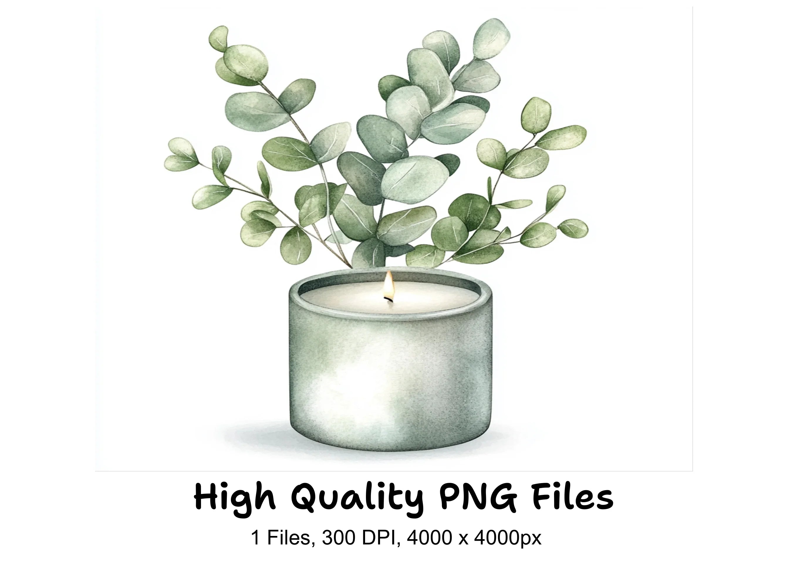 Eucalyptus Candle Clipart Bundle