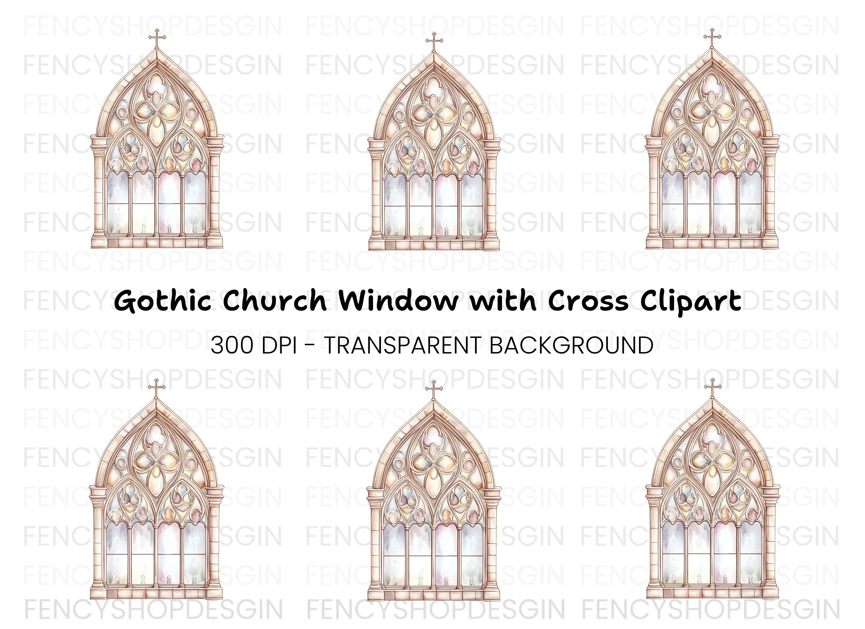 Gothic Church Window Clipart Bundle
