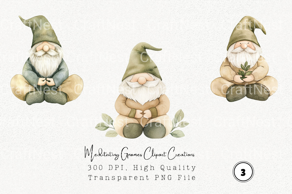 Meditating Gnomes Creations Clipart Bundle