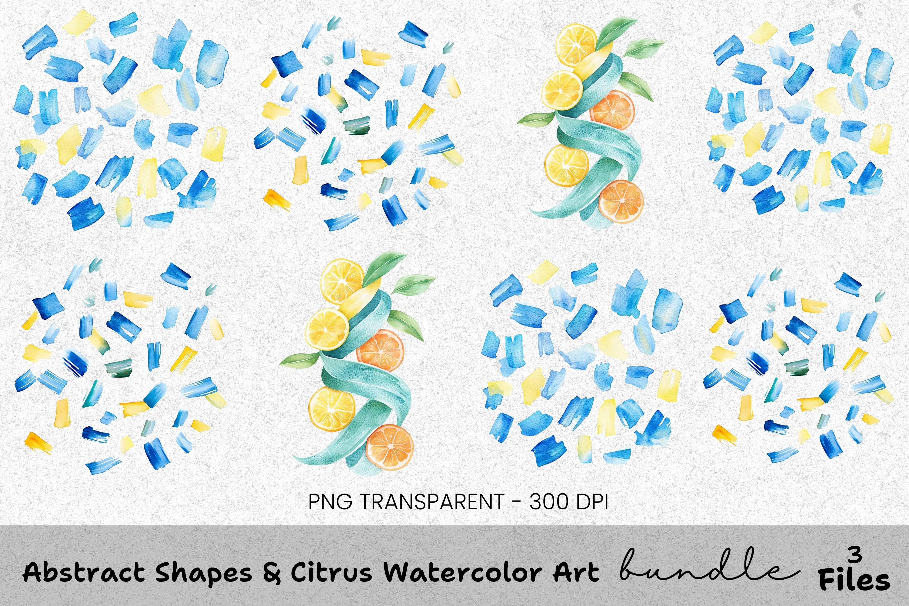 Abstract Citrus Shapes Clipart Bundle