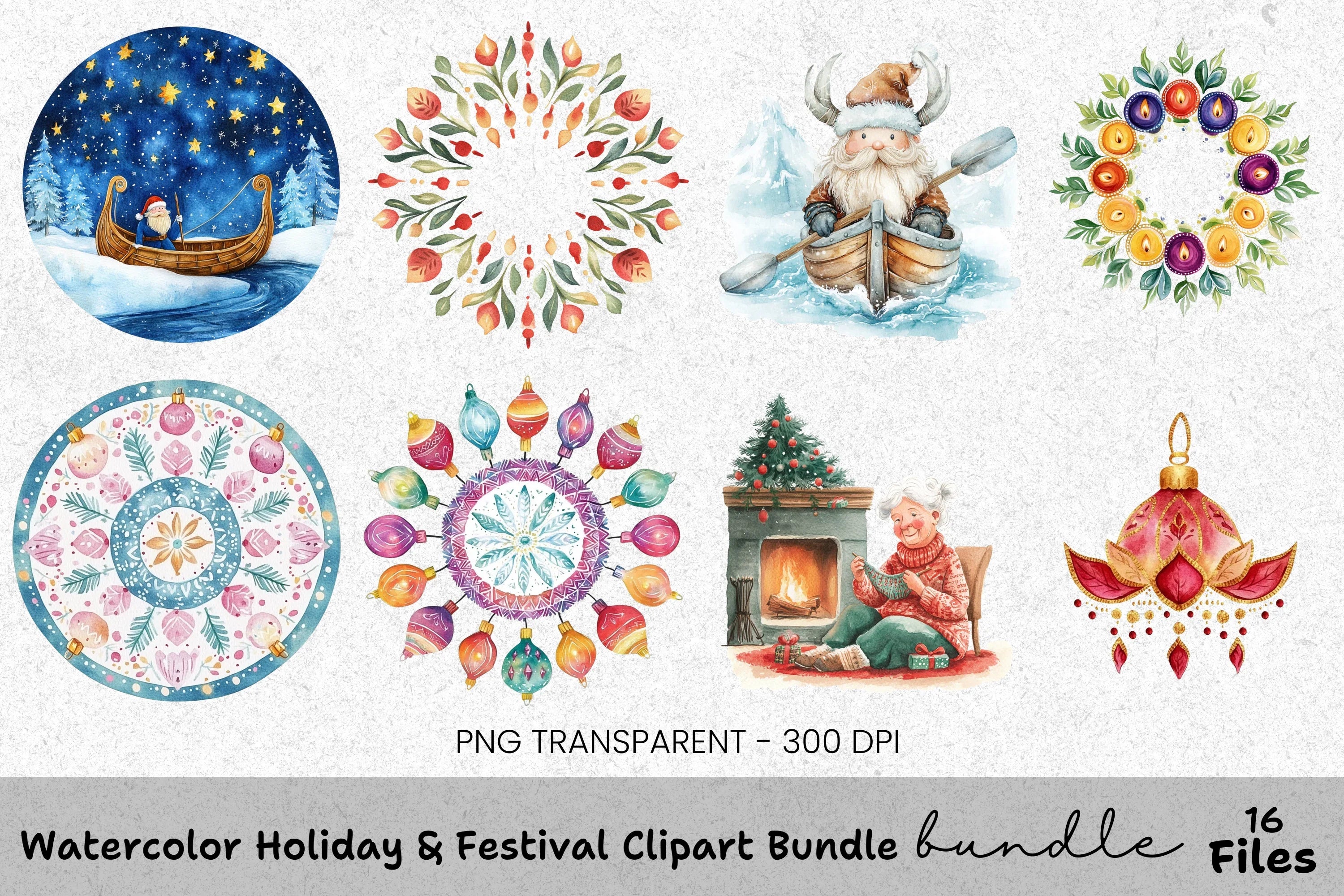 Viking Santa Winter Fun Clipart Bundle