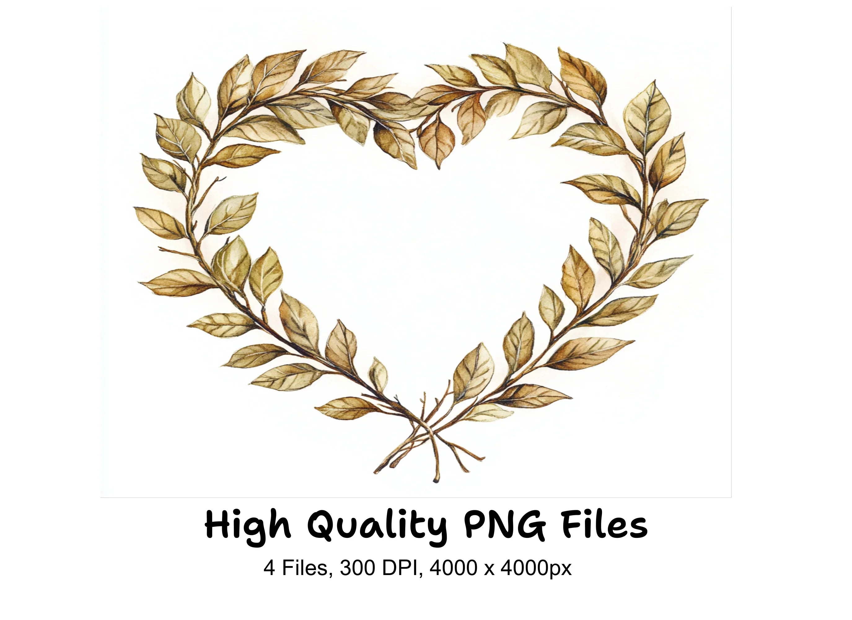 Heart Shaped Leaf Wreaths Clipart Bundle