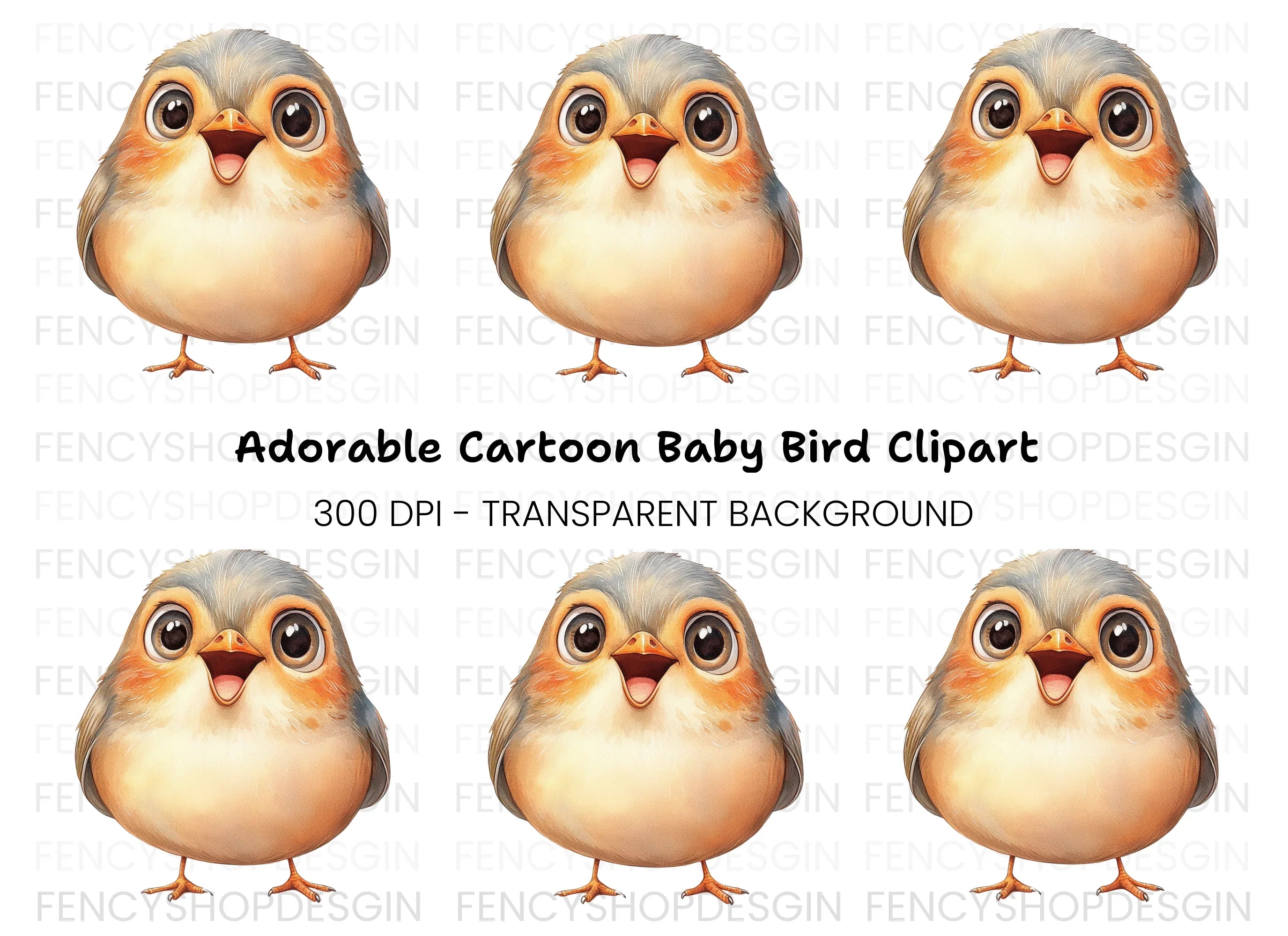 Happy Baby Bird Clipart Bundle