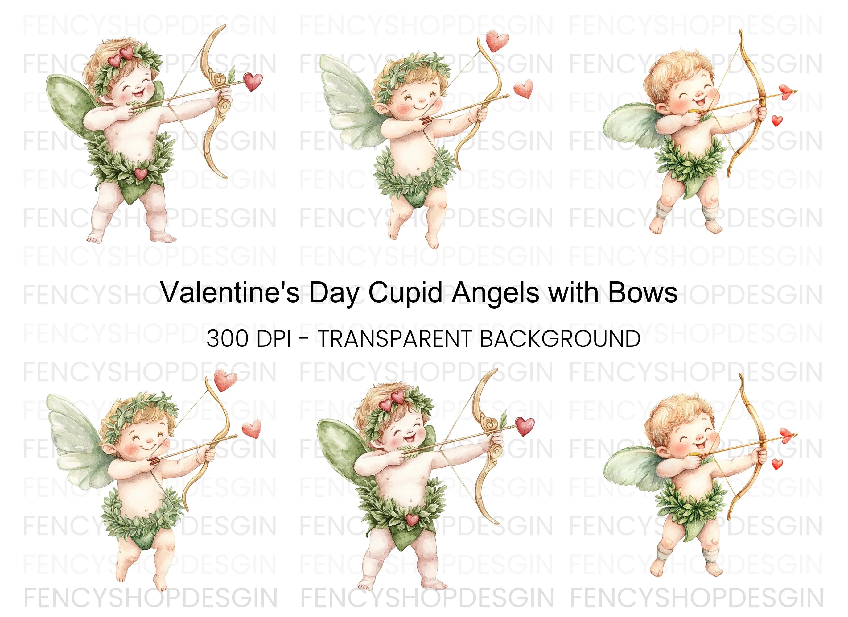 Happy Cupid Archery Clipart Bundle
